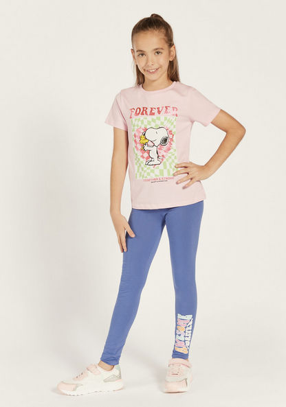 Snoopy Print Crew Neck T-shirt with Glitter Detail-T Shirts-image-1