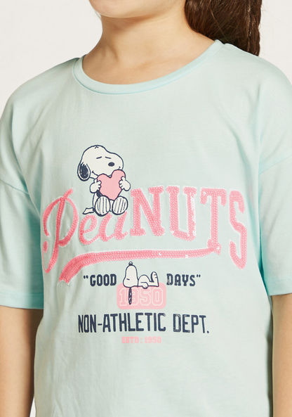 Peanut Print T-shirt with Round Neck and Short Sleeves-T Shirts-image-2