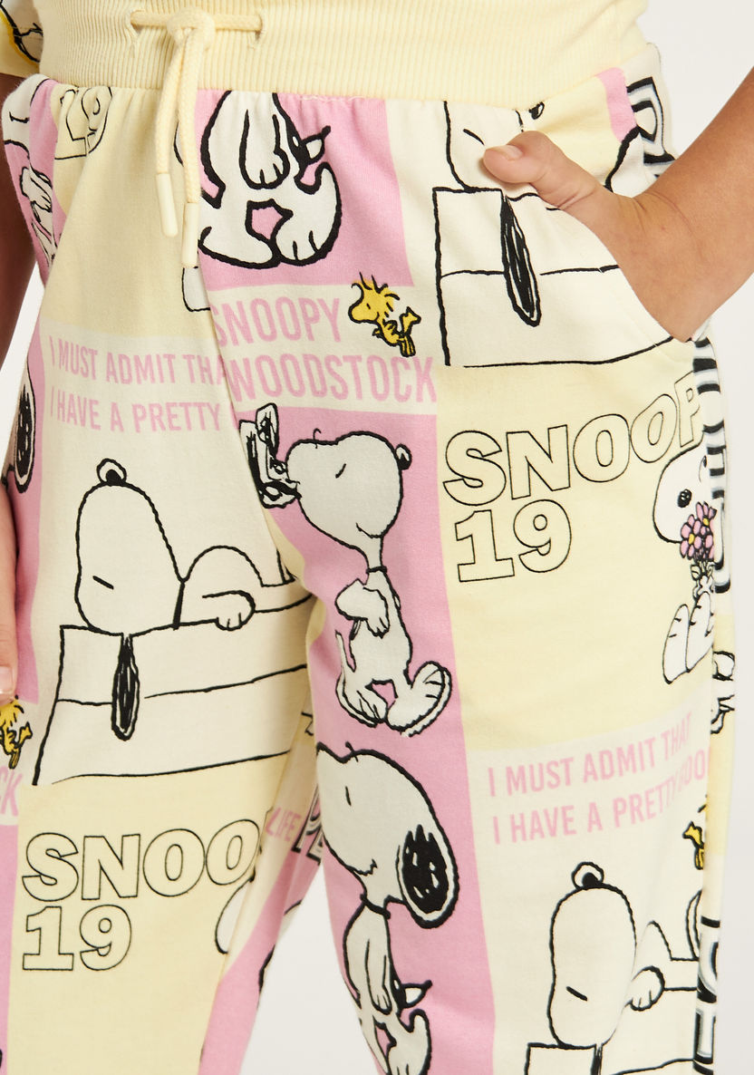 Snoopy Dog Print Joggers with Drawstring Closure and Pockets-Joggers-image-1