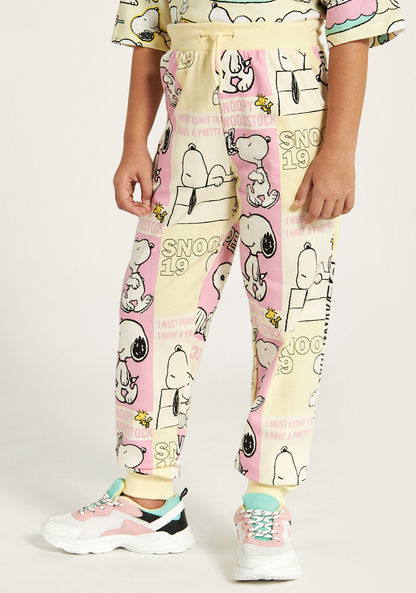 Snoopy Dog Print Joggers with Drawstring Closure and Pockets-Joggers-image-2