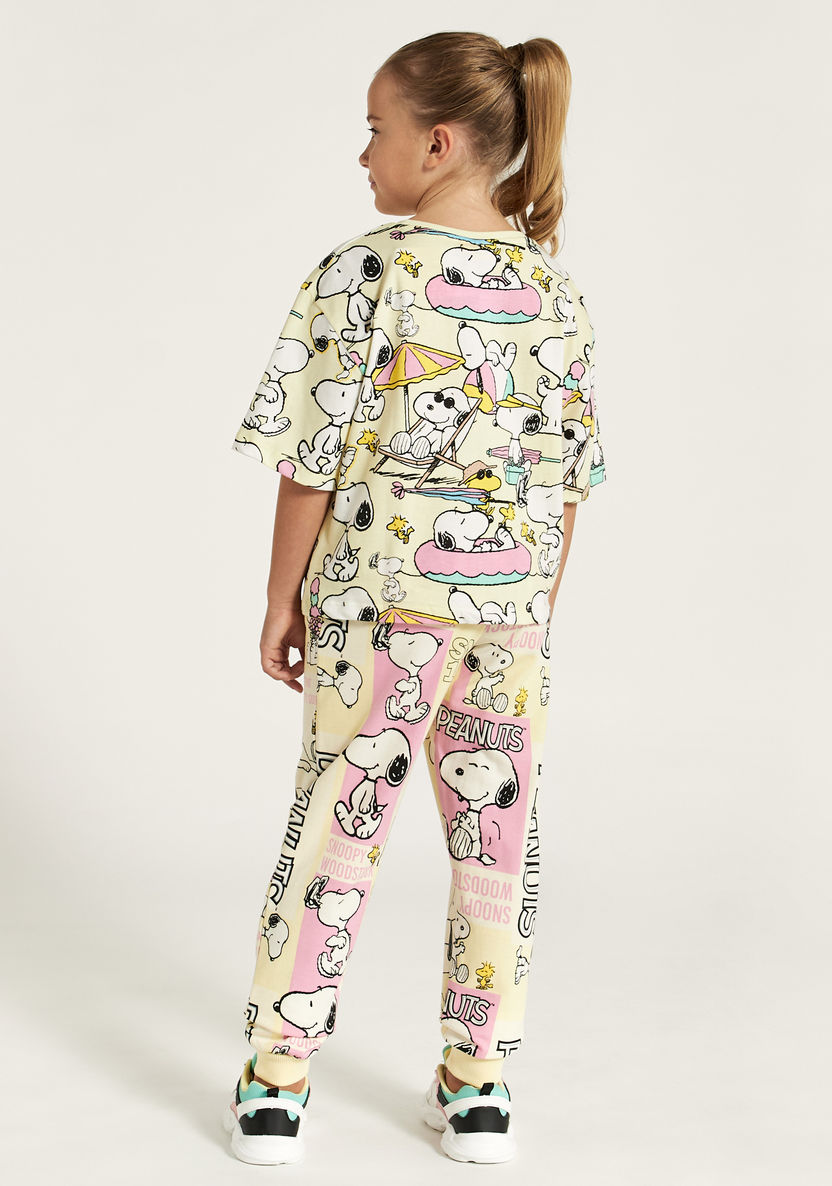 Snoopy Dog Print Joggers with Drawstring Closure and Pockets-Joggers-image-3