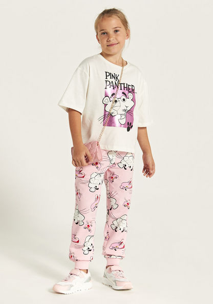Pink Panther Print Joggers with Drawstring Closure and Pockets-Joggers-image-0