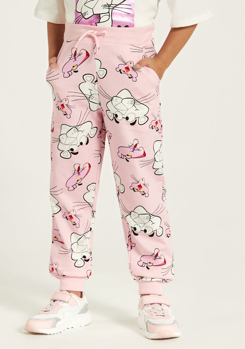 Pink Panther Print Joggers with Drawstring Closure and Pockets-Joggers-image-2