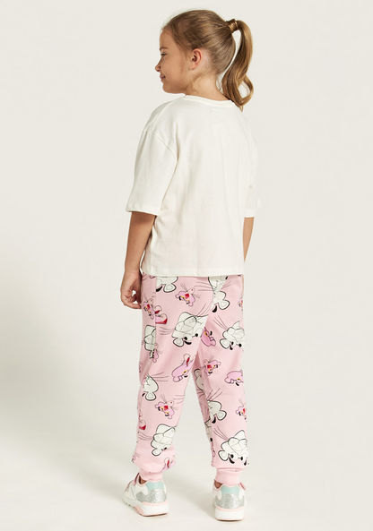 Pink Panther Print Joggers with Drawstring Closure and Pockets-Joggers-image-3