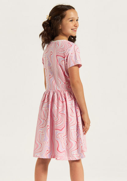 Garfield Print Dress with Round Neck and Short Sleeves-Dresses%2C Gowns and Frocks-image-3