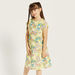 All-Over Smurf Print Dress with Round Neck and Short Sleeves-Dresses%2C Gowns and Frocks-thumbnailMobile-1