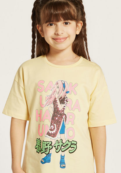 TV Tokyo Graphic Print T-shirt with Round Neck and Sequin Detail-T Shirts-image-2