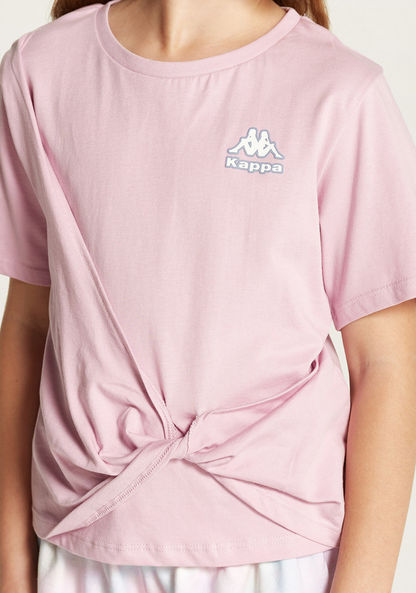 Kappa Logo Print T-shirt with Knot Detail and Short Sleeves-Tops-image-2