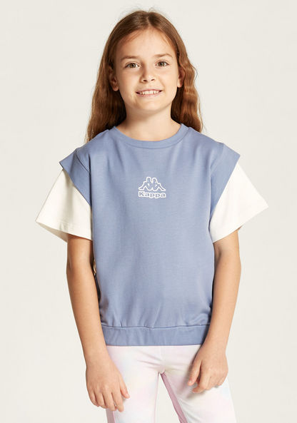 Kappa Logo Print Crew Neck T-shirt with Short Sleeves-Tops-image-0