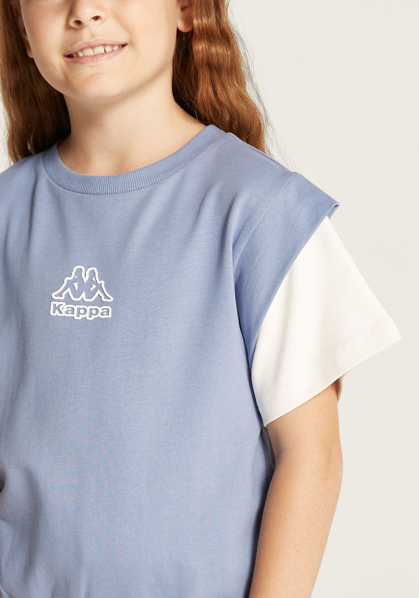 Kappa Logo Print Crew Neck T-shirt with Short Sleeves-Tops-image-2