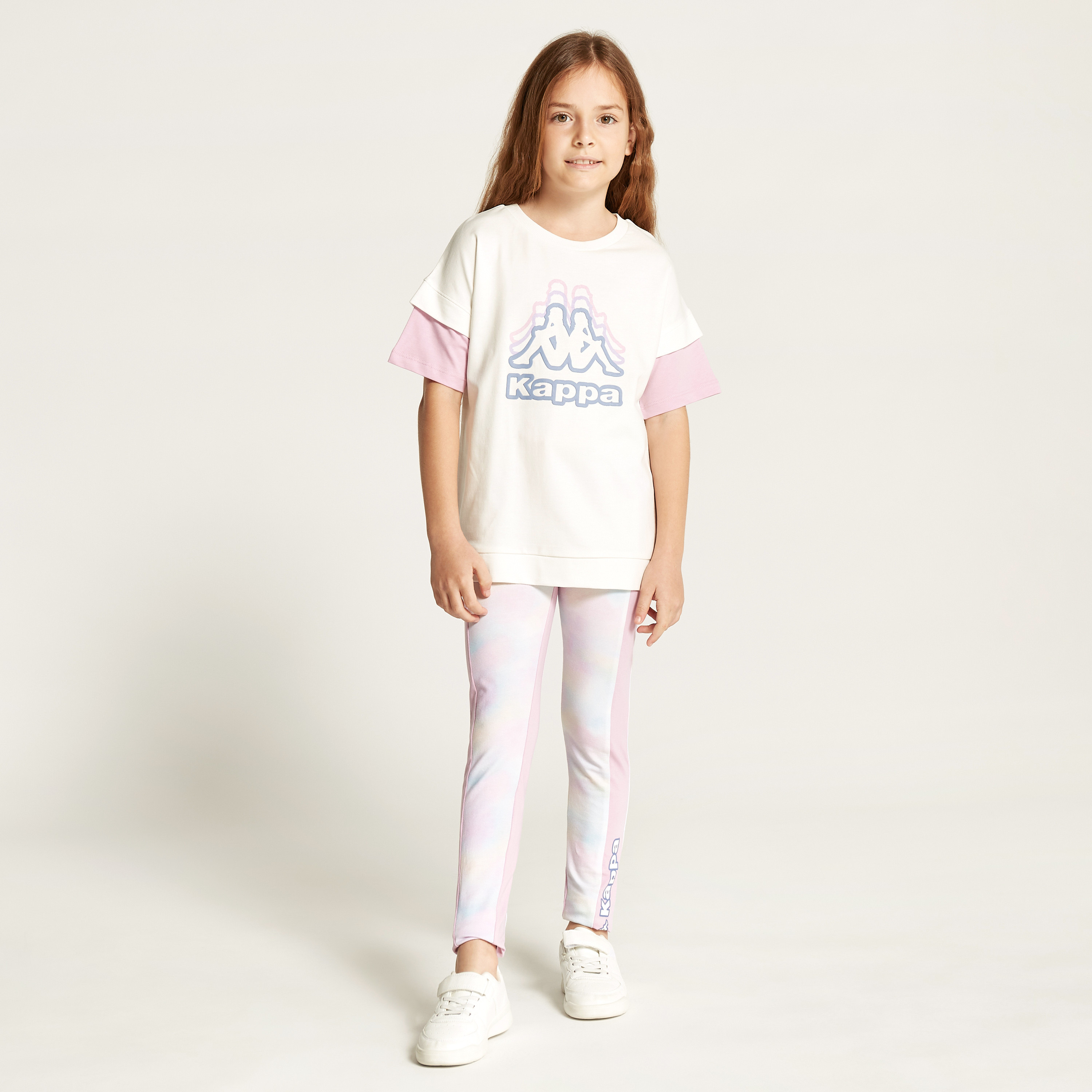 Kappa Logo Print Leggings with Elasticised Waistband-girls-clothing-sportswear-bottoms-image-1