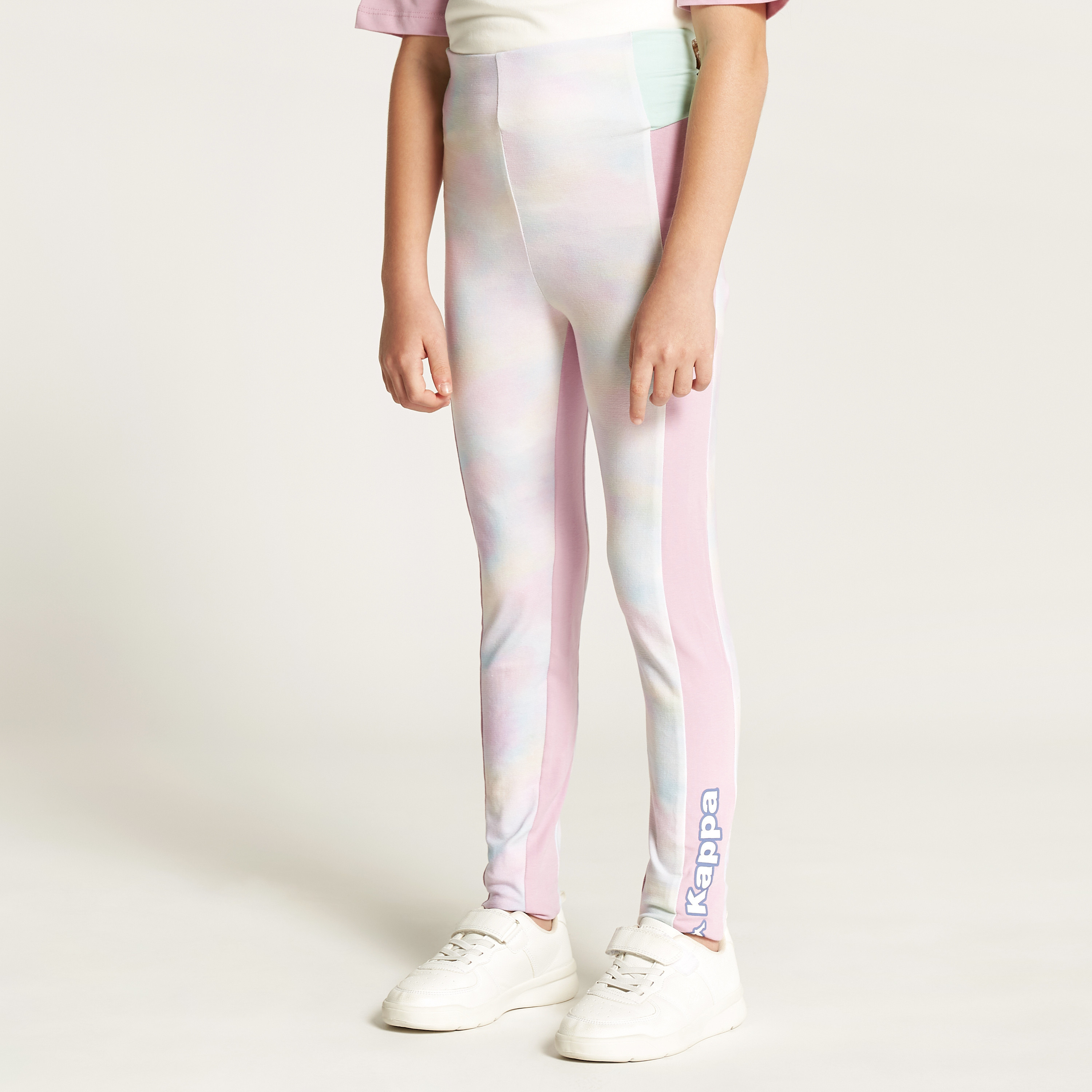 Kappa Logo Print Leggings with Elasticised Waistband-girls-clothing-sportswear-bottoms-image-2