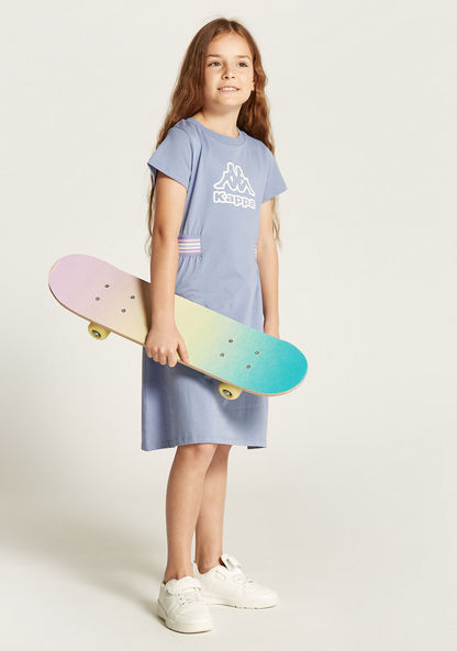Kappa Logo Print Dress with Round Neck and Short Sleeves-Dresses-image-0