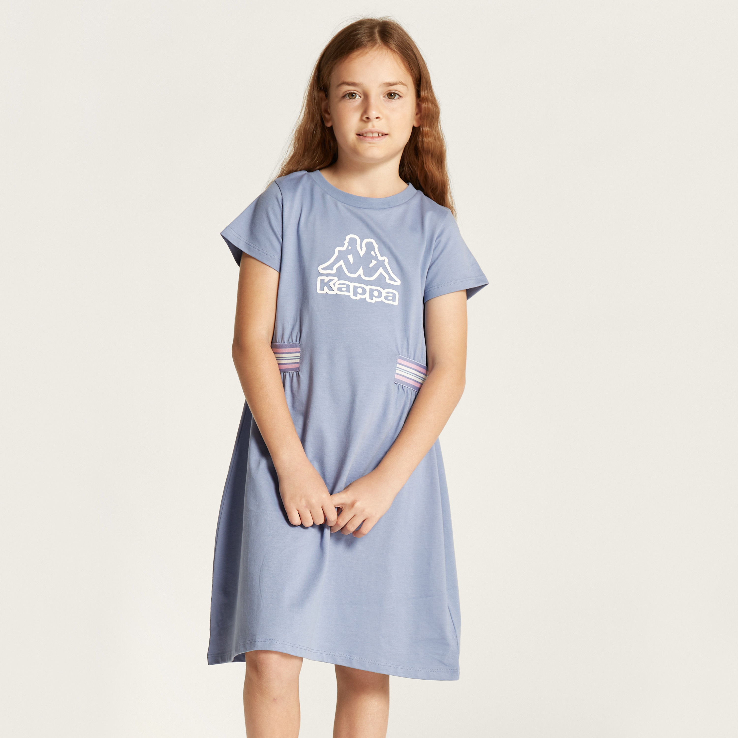 Kappa Logo Print Dress with Round Neck and Short Sleeves-girls-clothing-sportswear-dresses-image-2