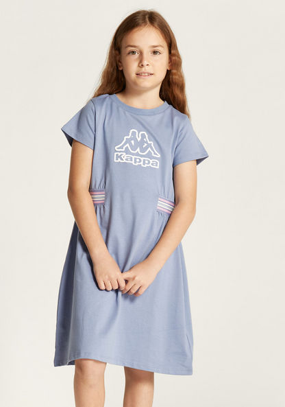 Kappa Logo Print Dress with Round Neck and Short Sleeves-Dresses-image-1
