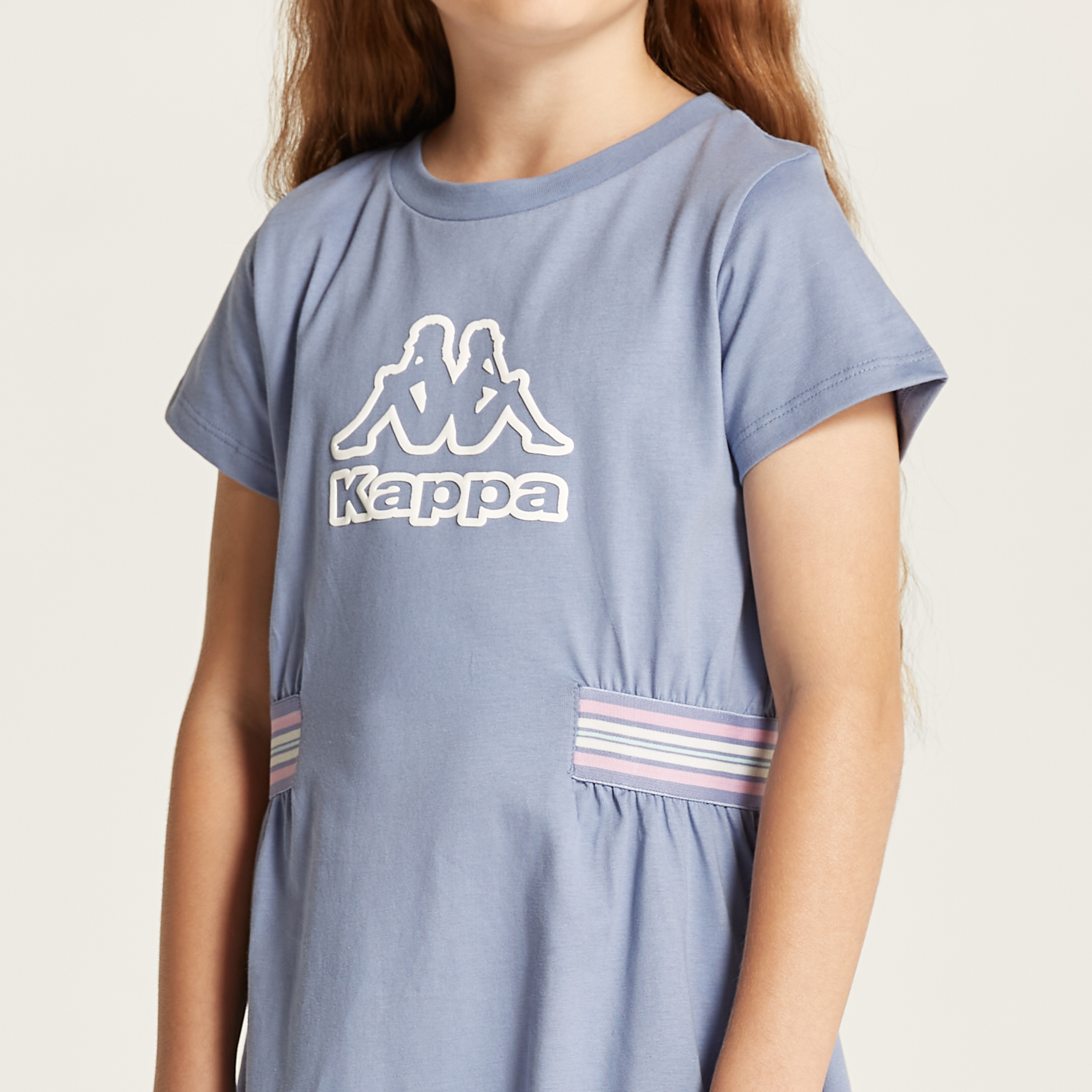 Kappa Logo Print Dress with Round Neck and Short Sleeves-girls-clothing-sportswear-dresses-image-3