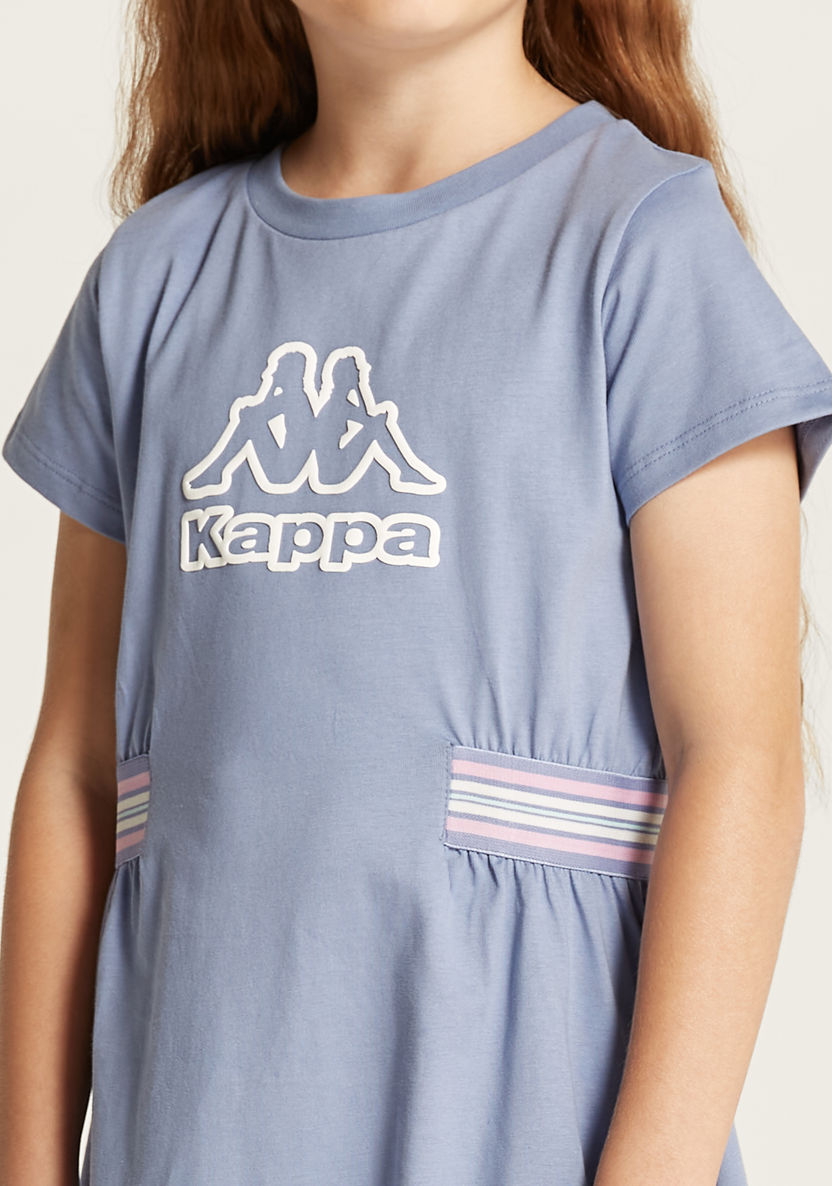Kappa Logo Print Dress with Round Neck and Short Sleeves-Dresses-image-2