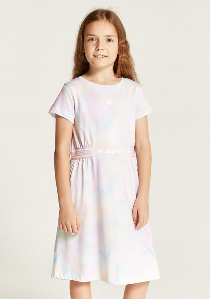 Kappa Ombre Logo Detail Dress with Round Neck and Short Sleeves-Dresses-image-1