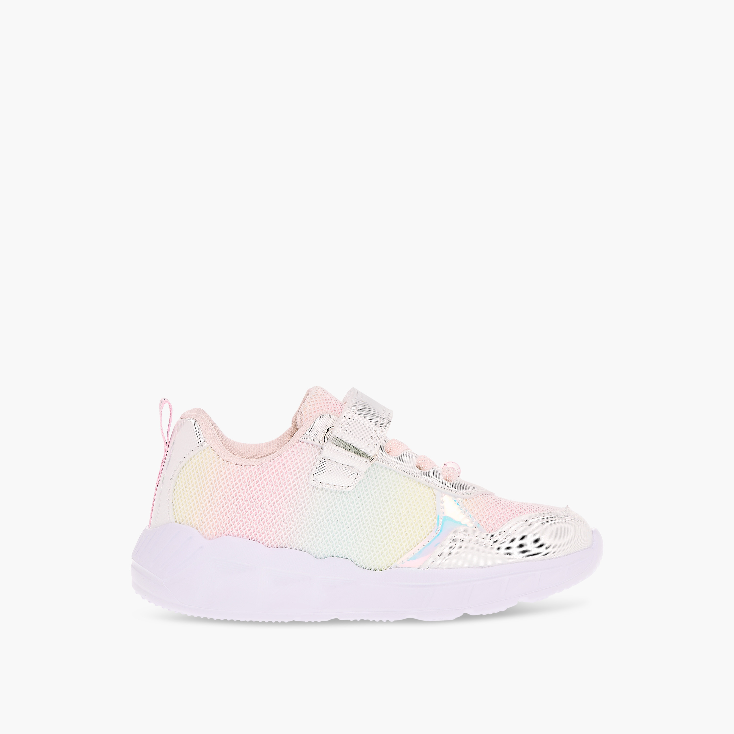 Juniors Panelled Light-Up Sneakers with Hook and Loop Closure-girls-shoes-sneakers-image-3