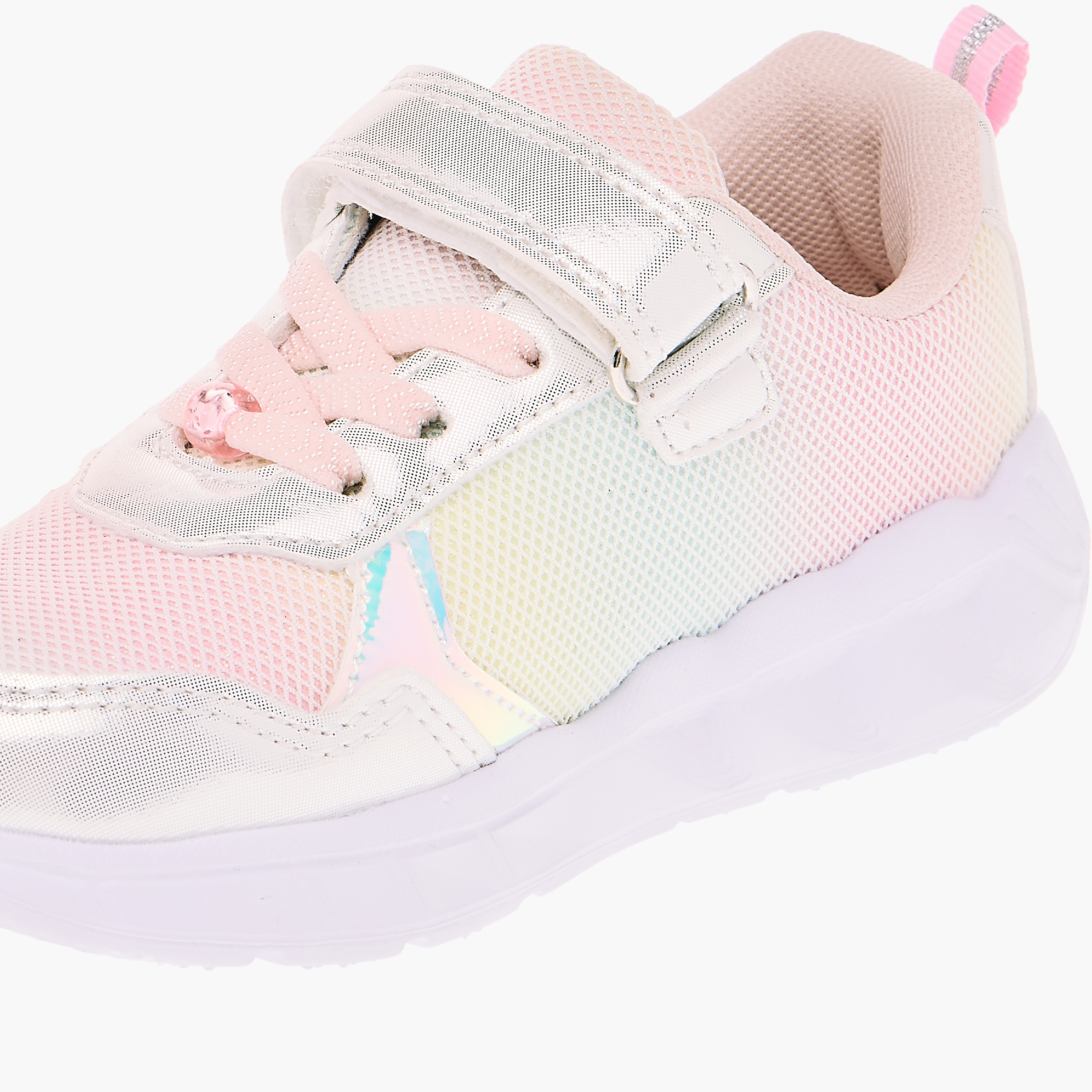 Juniors Panelled Light-Up Sneakers with Hook and Loop Closure-girls-shoes-sneakers-image-4