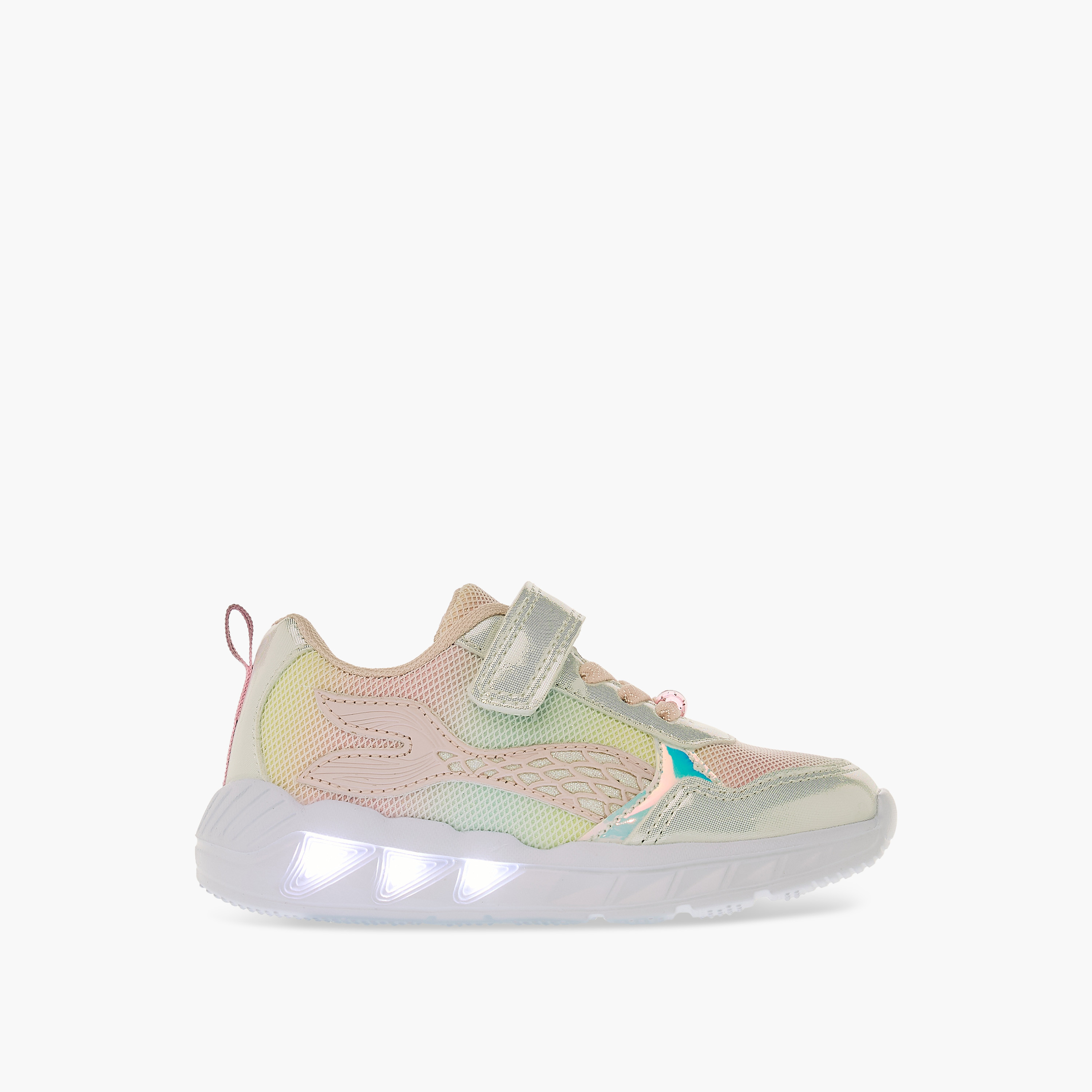 Juniors Panelled Light-Up Sneakers with Hook and Loop Closure-girls-shoes-sneakers-image-6
