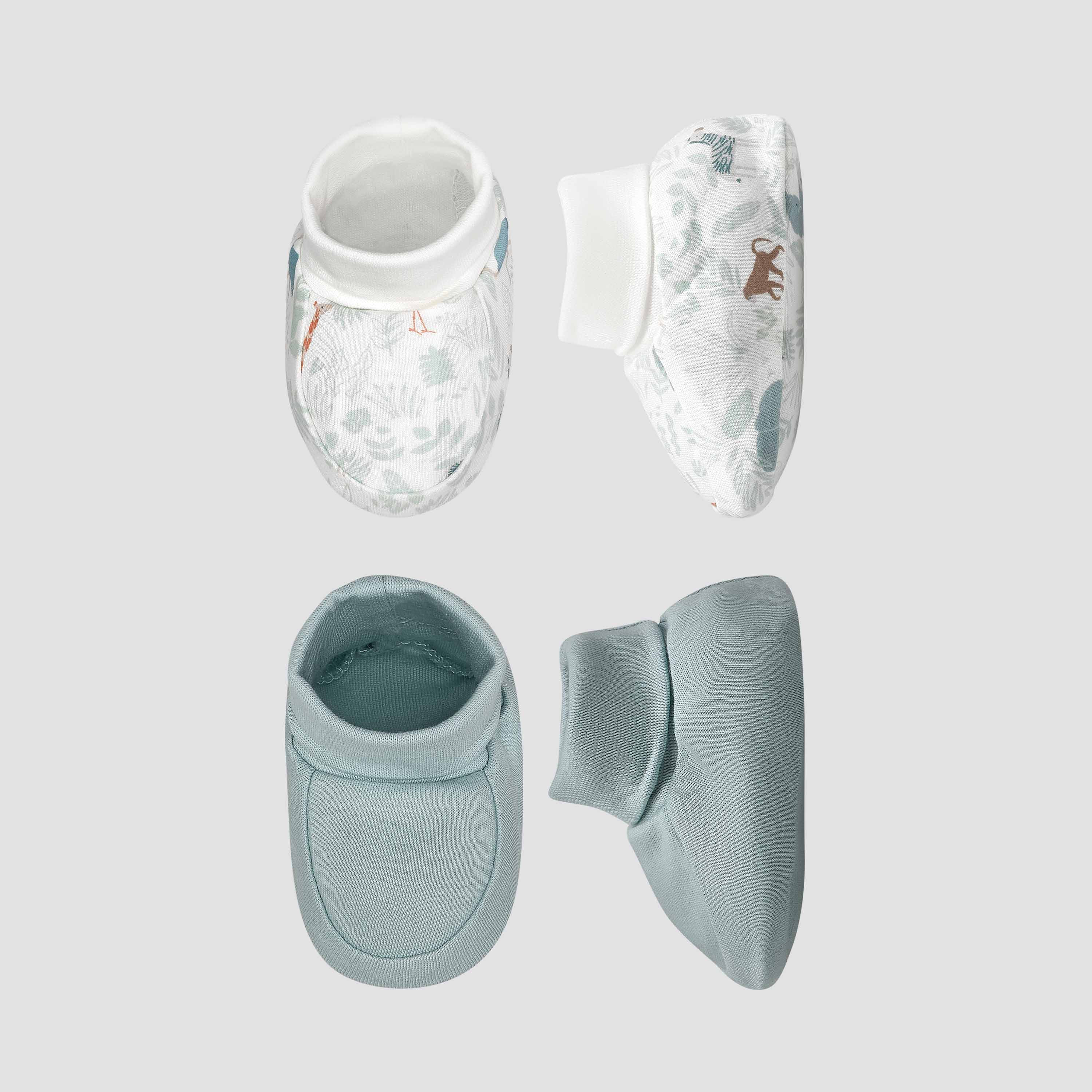 Pack of 2 Juniors Booties with Safari Print-baby-boys-shoes-booties-image-1