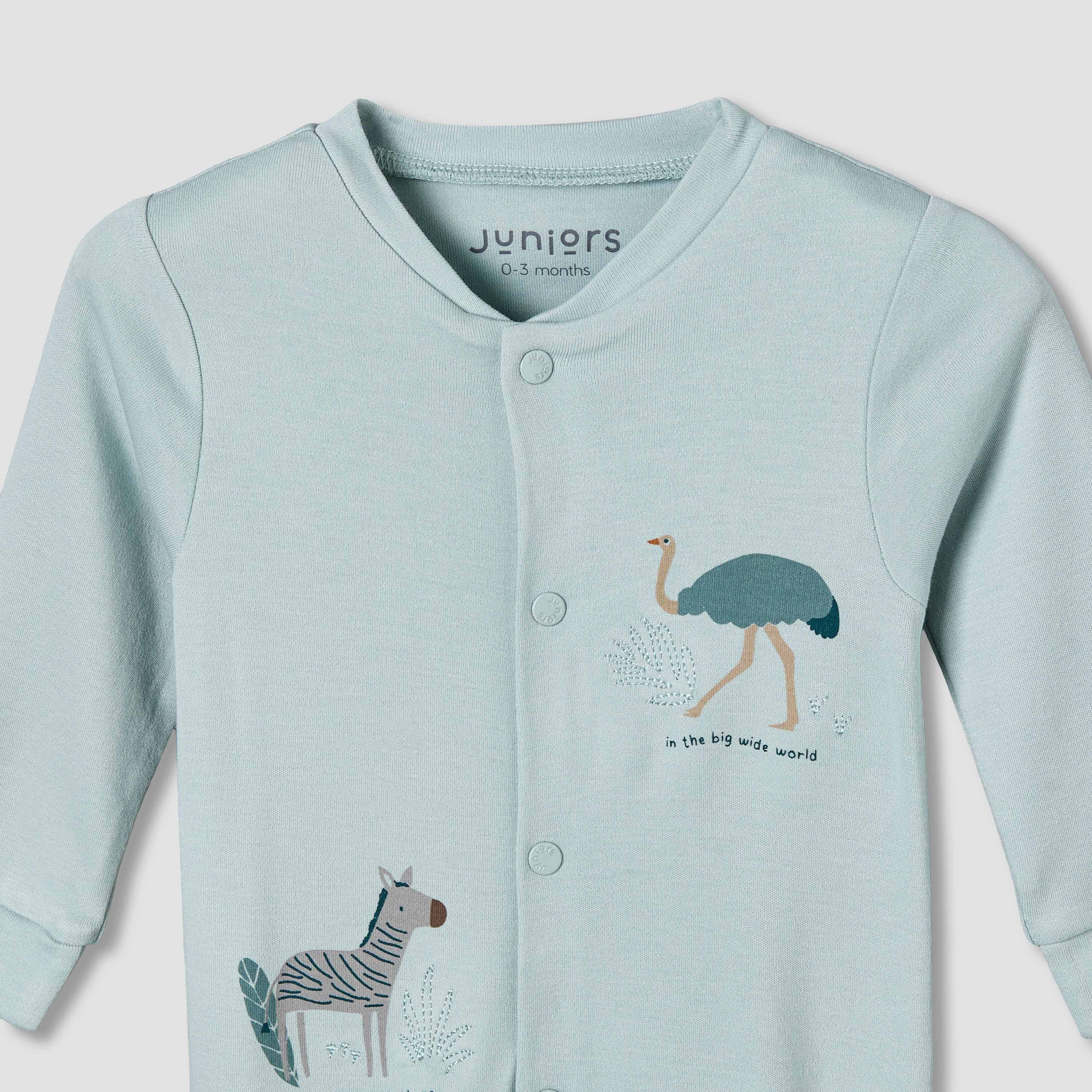 Juniors Cotton V-neck Long Sleeve Sleepsuit with Safari Print-baby-boys-clothing-nightwear-sleepsuits-image-4