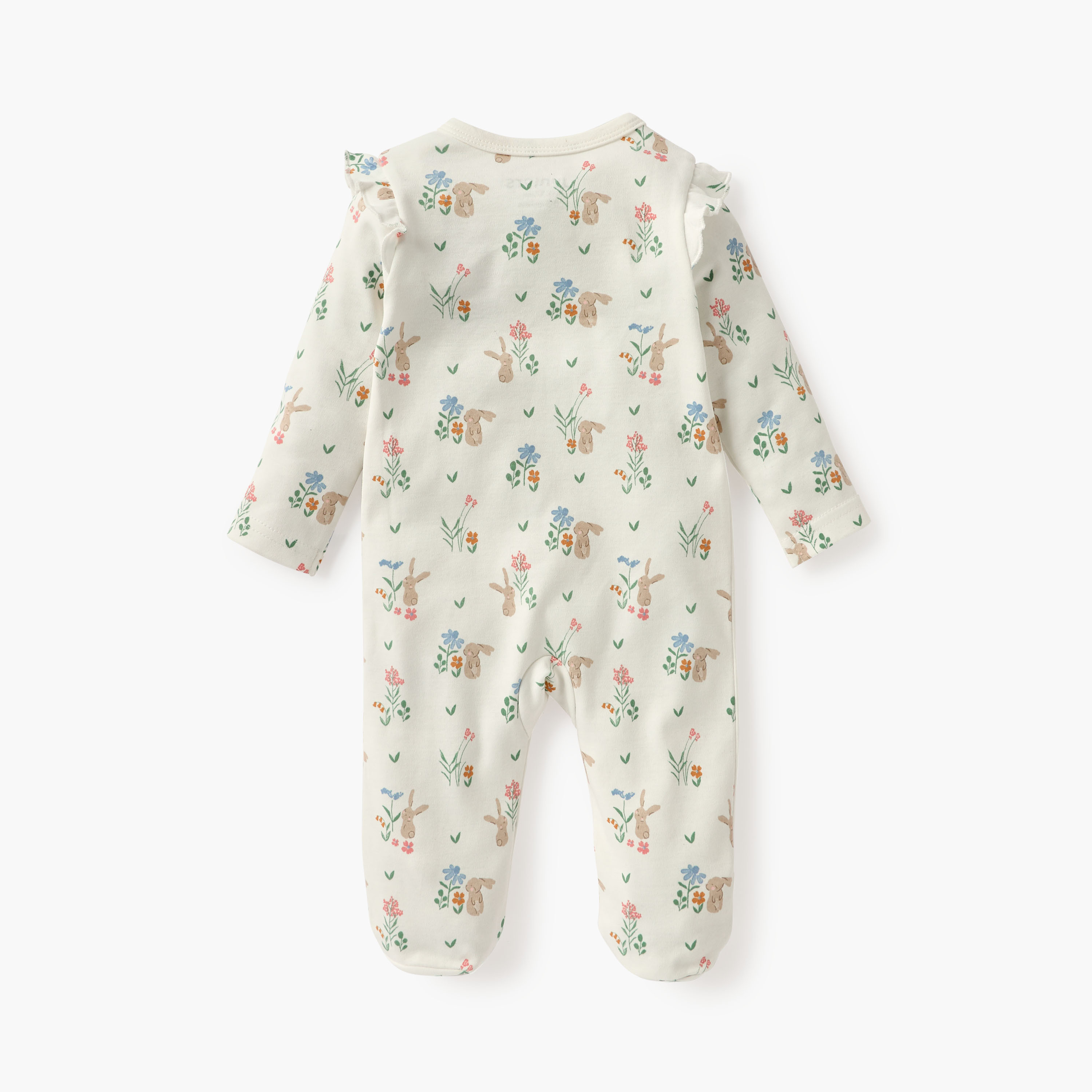 Juniors Embroidered Sleepsuit with Long Sleeves and Button Closure-baby-girls-clothing-nightwear-sleepsuits-image-2