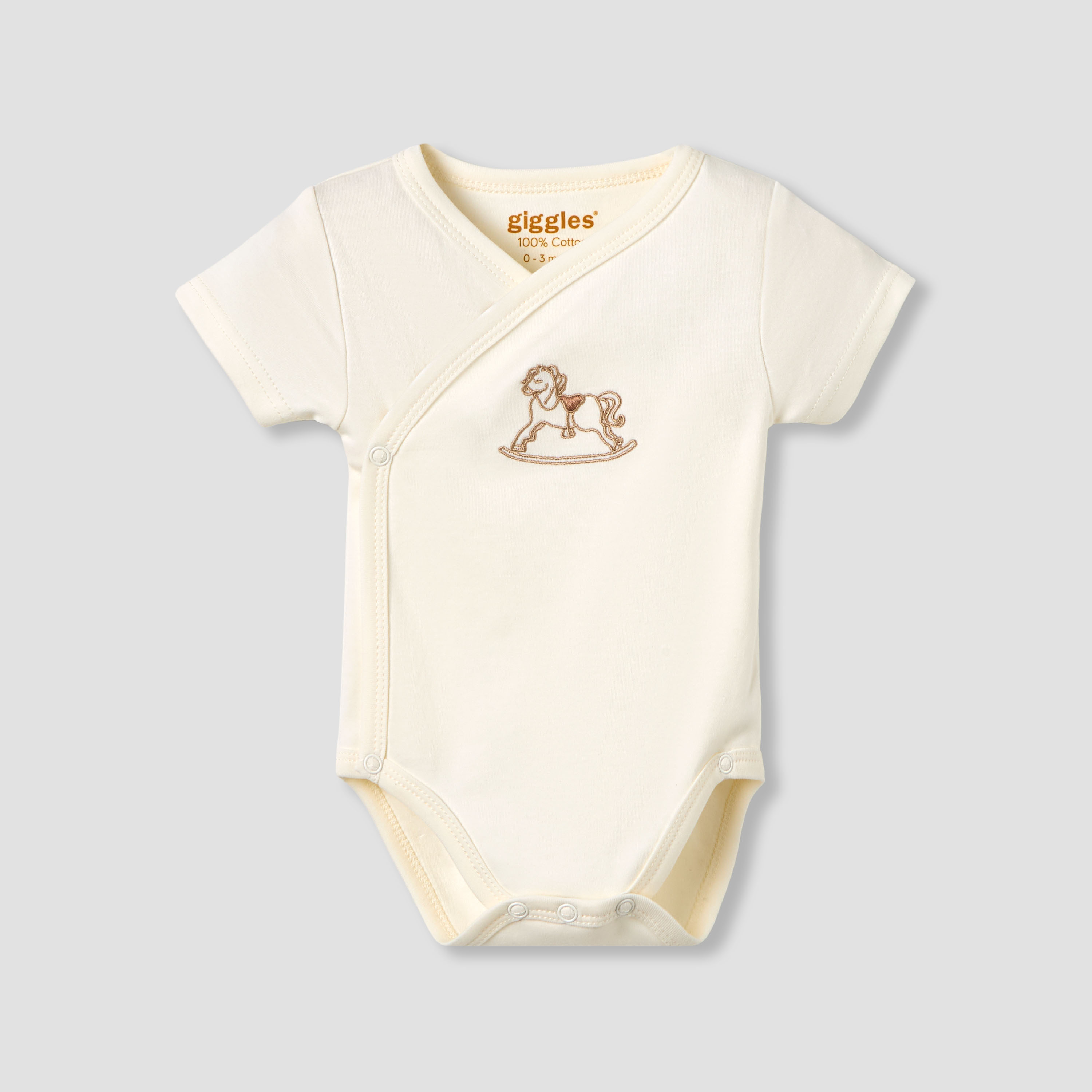 Giggles Cotton V-neck Short Sleeve Bodysuit with Rocking Horse Embroidery-baby-boys-clothing-bodysuits-image-1