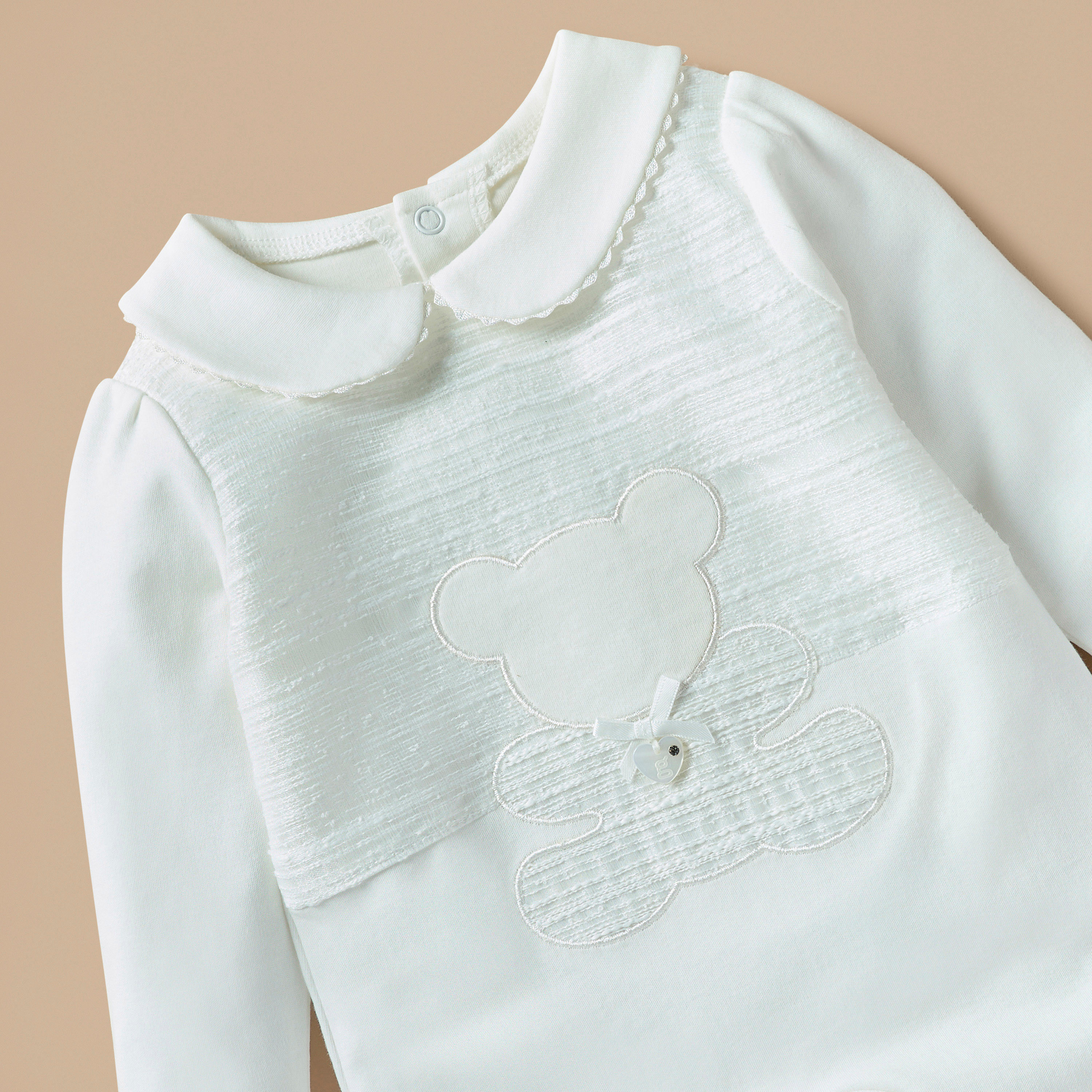 Giggles Bear Applique Closed Foot Sleepsuit with Peter Pan Collar-baby-girls-clothing-nightwear-sleepsuits-image-2