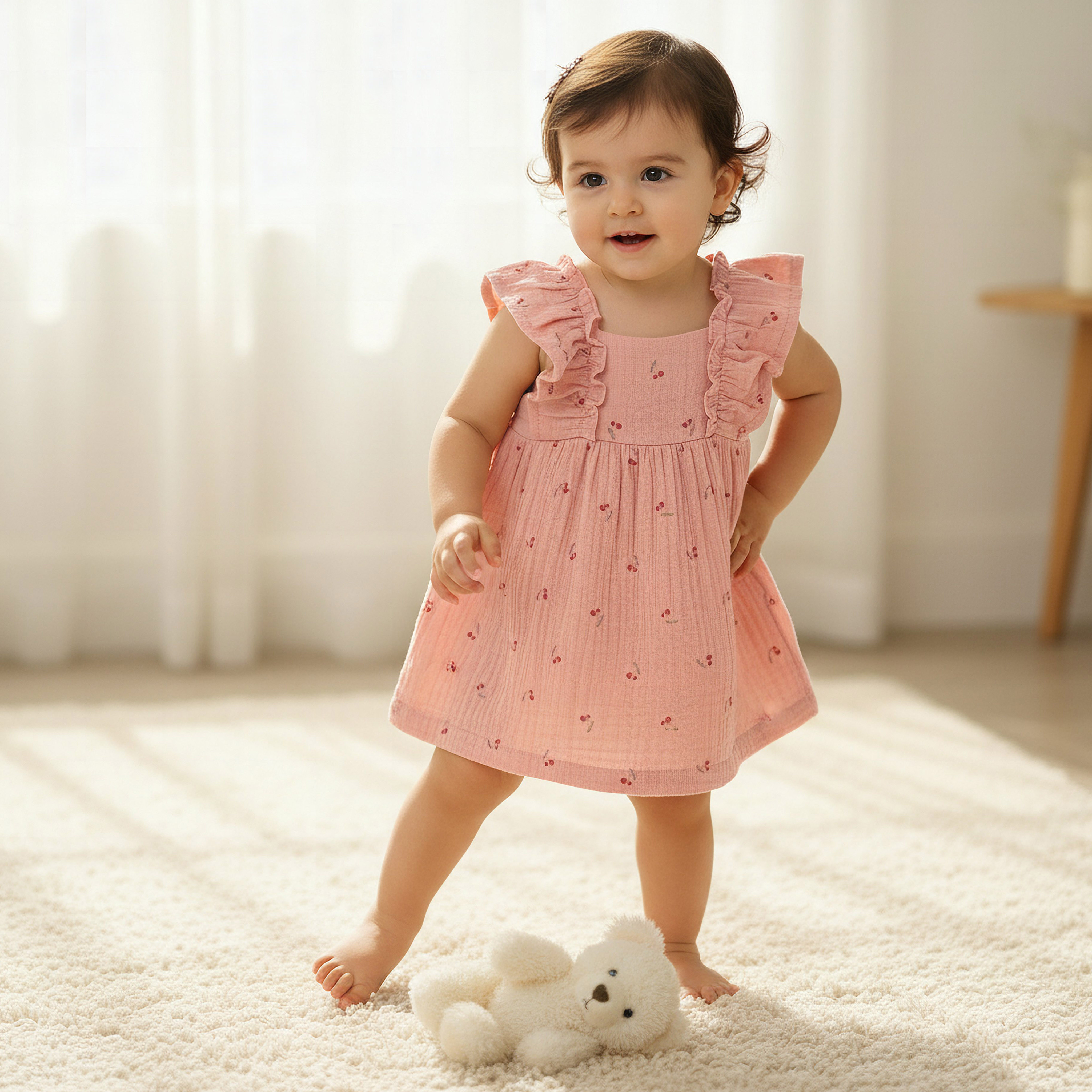 فستان دون أكمام بياقة مربعة وسروال داخلي من جونيورز-baby-girls-clothing-dressesandjumpsuits-image-1