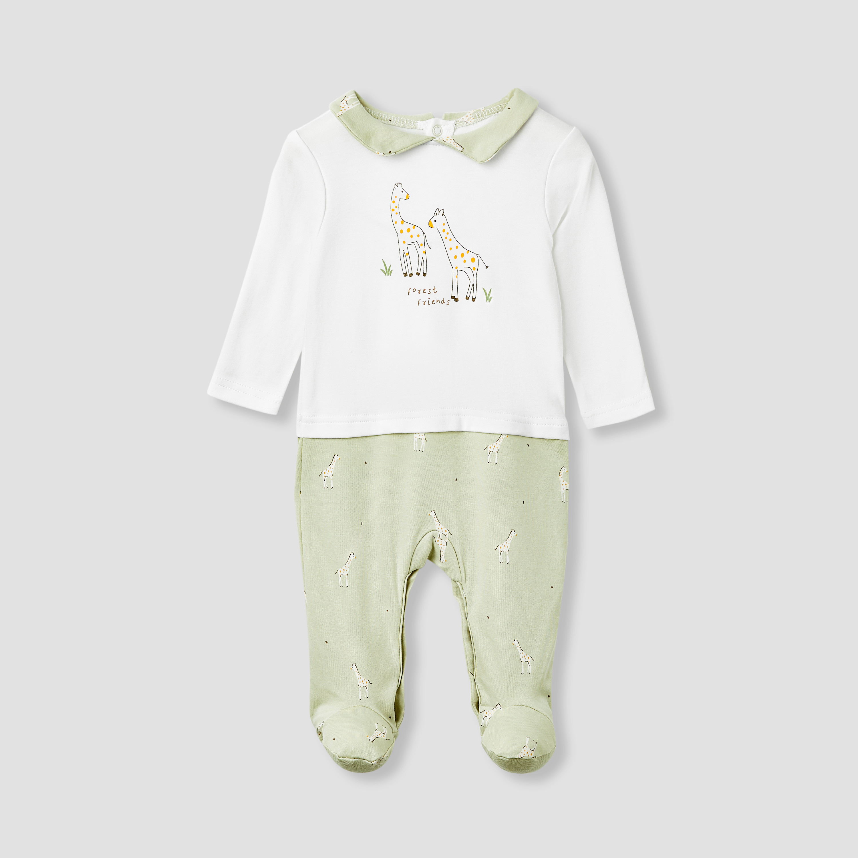 بدلة نوم بياقة وطبعات زرافة وأكمام طويلة من جونيورز-baby-boys-clothing-nightwear-sleepsuits-image-3