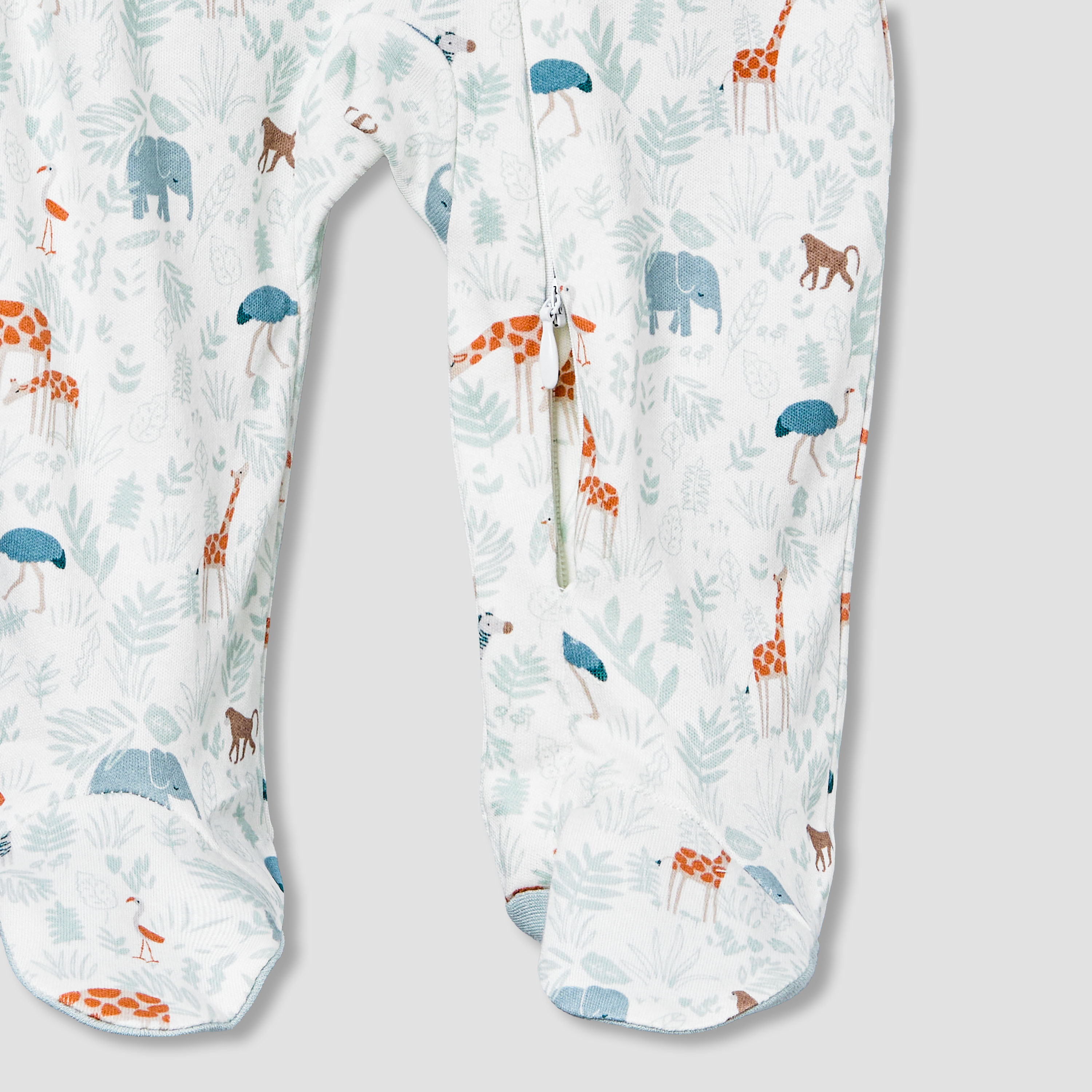 Juniors Cotton Mandarin Collar Long Sleeves Sleepsuit with Safari Print-baby-boys-clothing-nightwear-sleepsuits-image-5