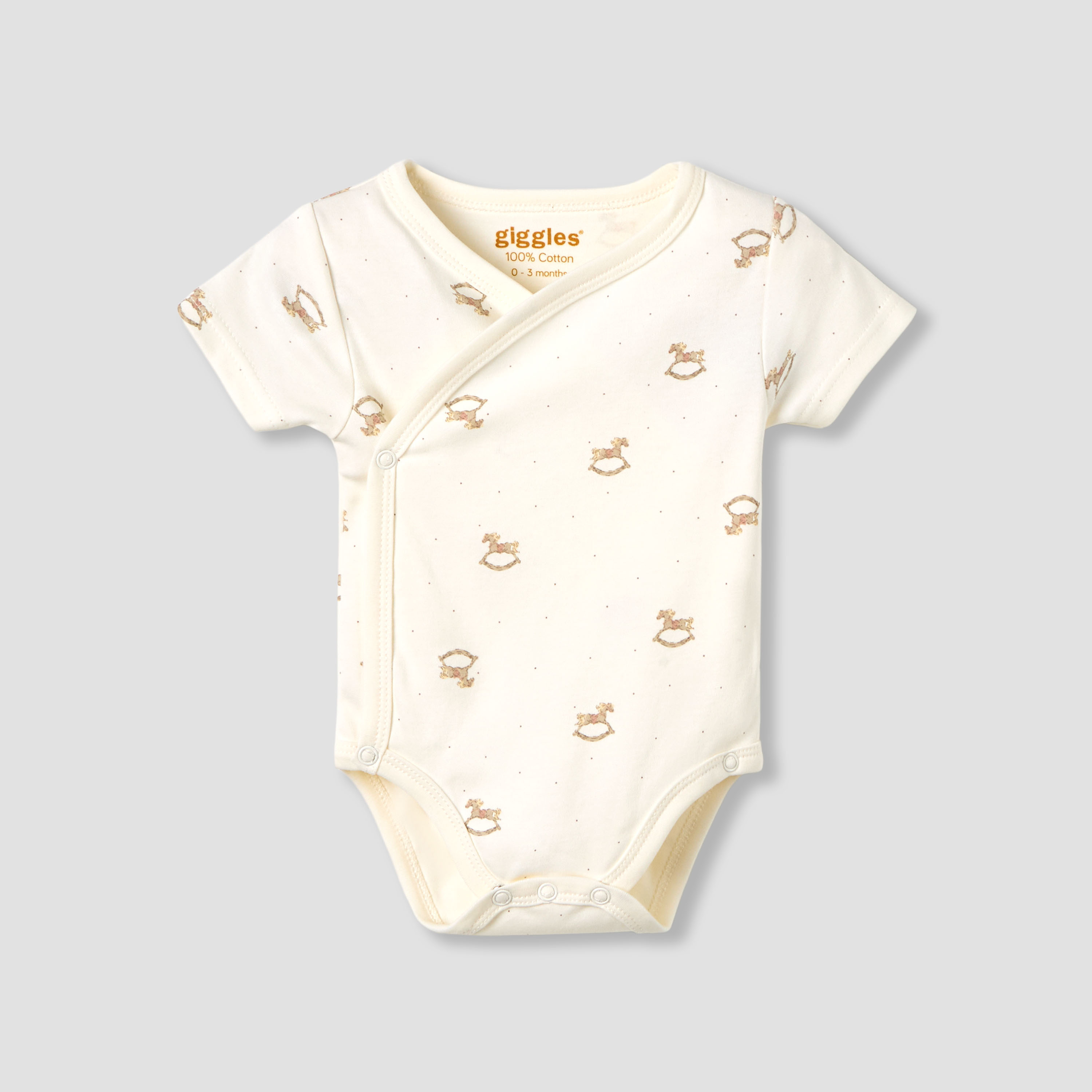 Giggles Cotton V-neck Short Sleeve Bodysuit with Rocking Horse Print-baby-girls-clothing-bodysuits-image-1