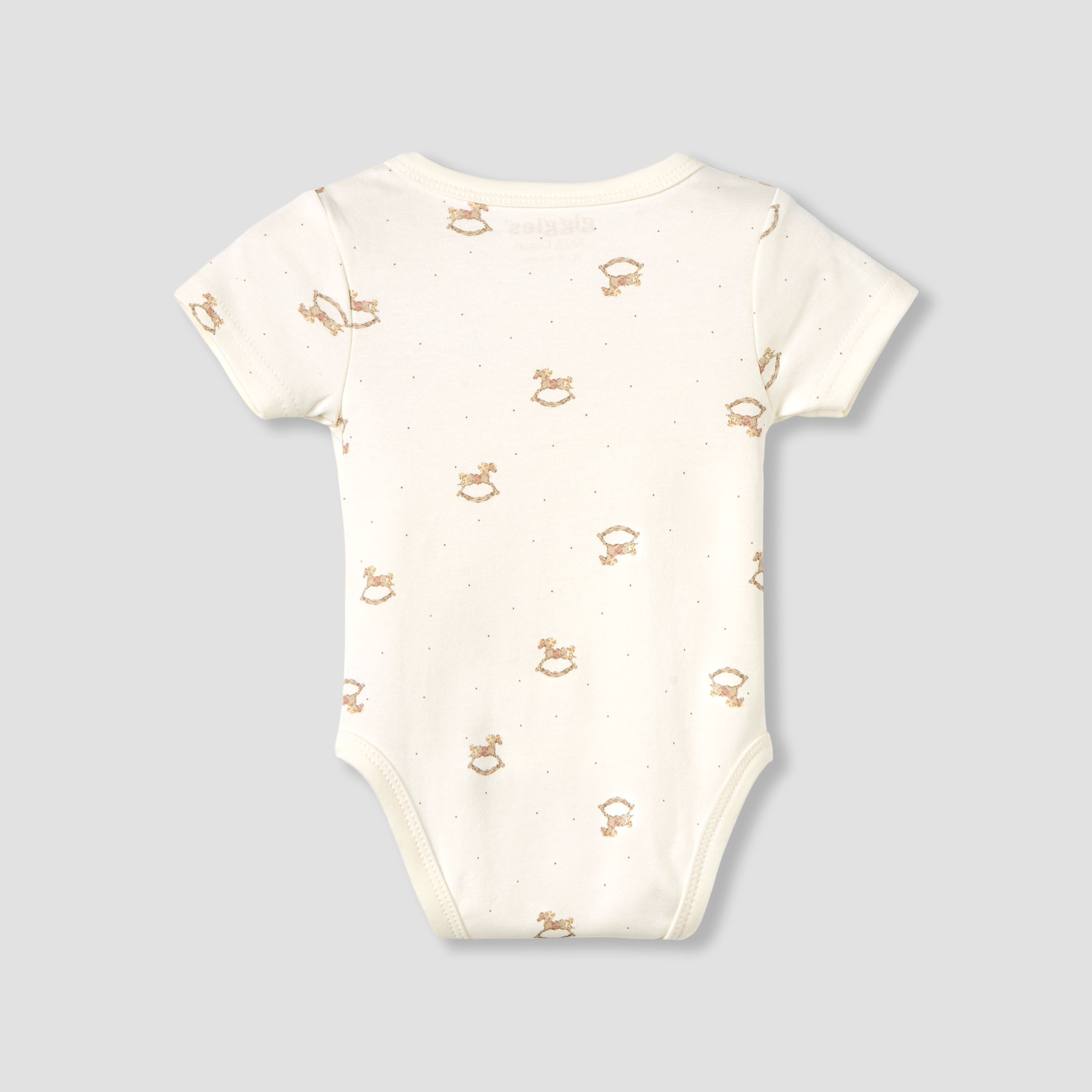 Giggles Cotton V-neck Short Sleeve Bodysuit with Rocking Horse Print-baby-girls-clothing-bodysuits-image-2