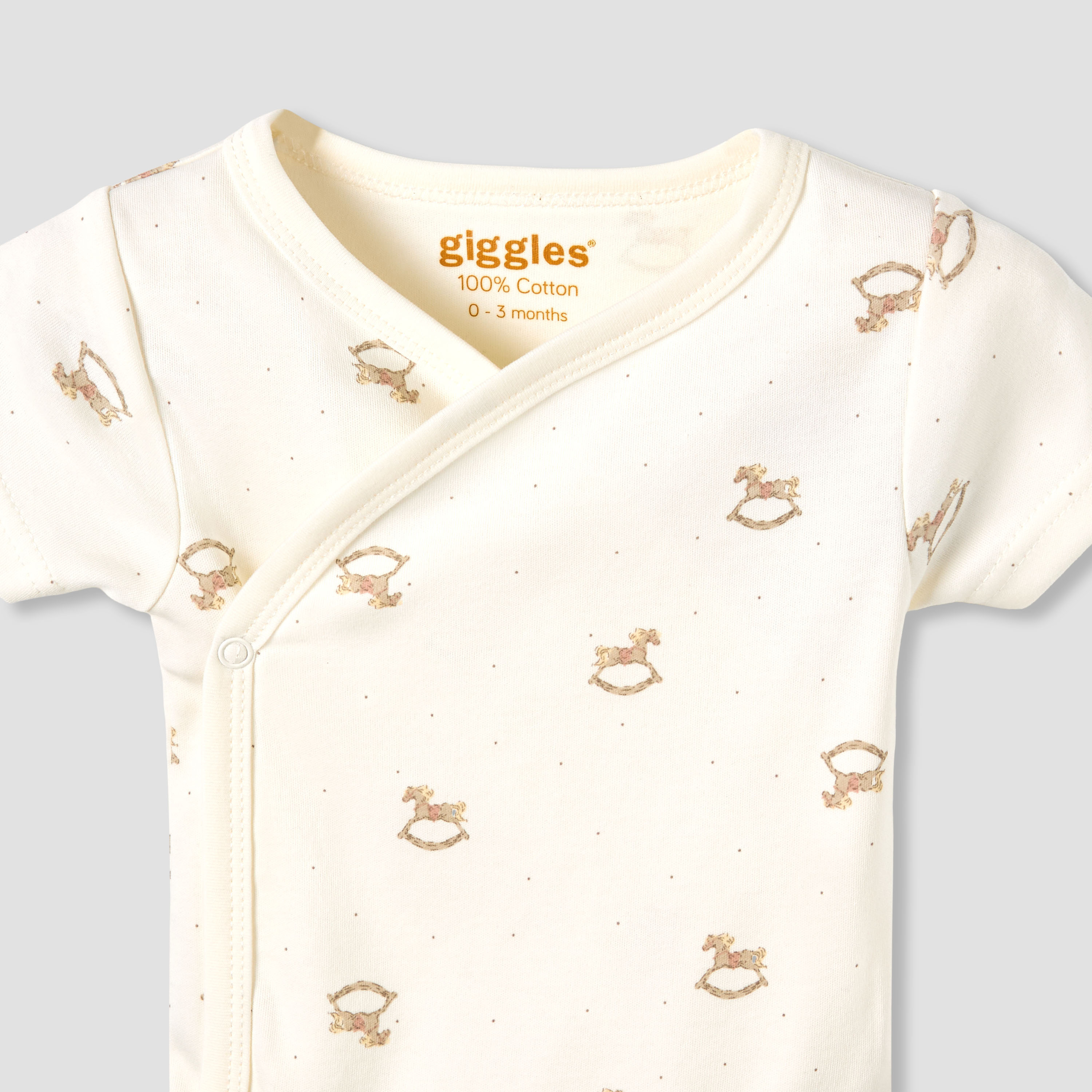 Giggles Cotton V-neck Short Sleeve Bodysuit with Rocking Horse Print-baby-girls-clothing-bodysuits-image-3