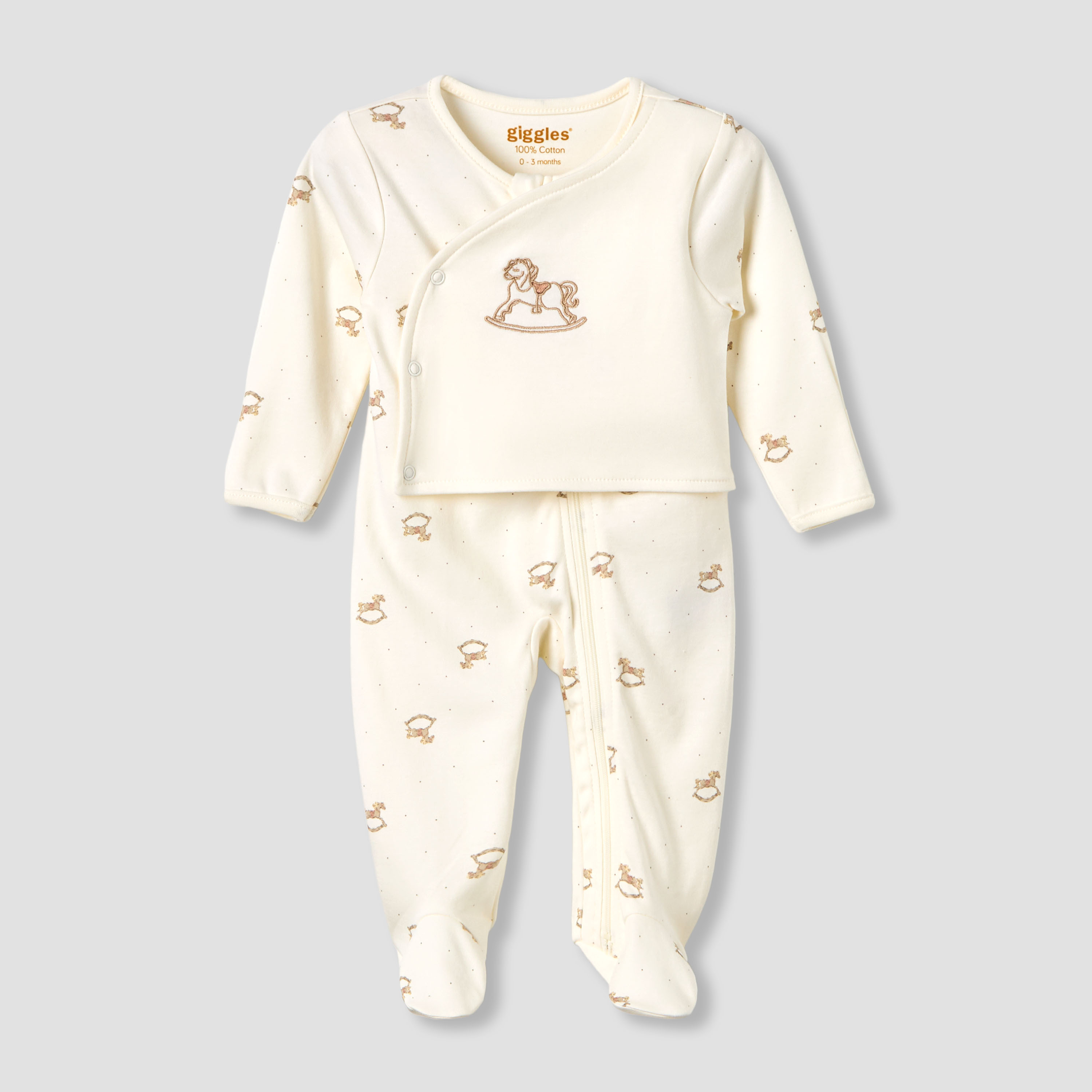 Giggles Cotton Round Neck Long Sleeves Sleepsuit with Rocking Horse Print-baby-boys-clothing-nightwear-sleepsuits-image-1