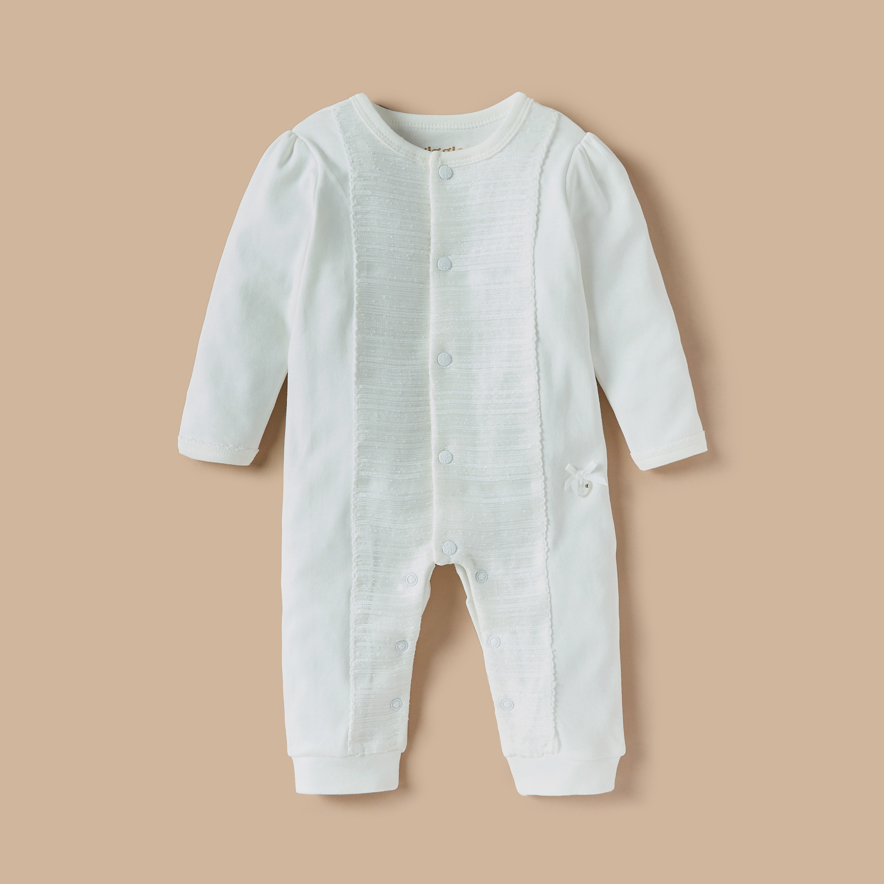 Giggles Textured Sleepsuit with Snap Button Closure-baby-girls-clothing-nightwear-sleepsuits-image-1