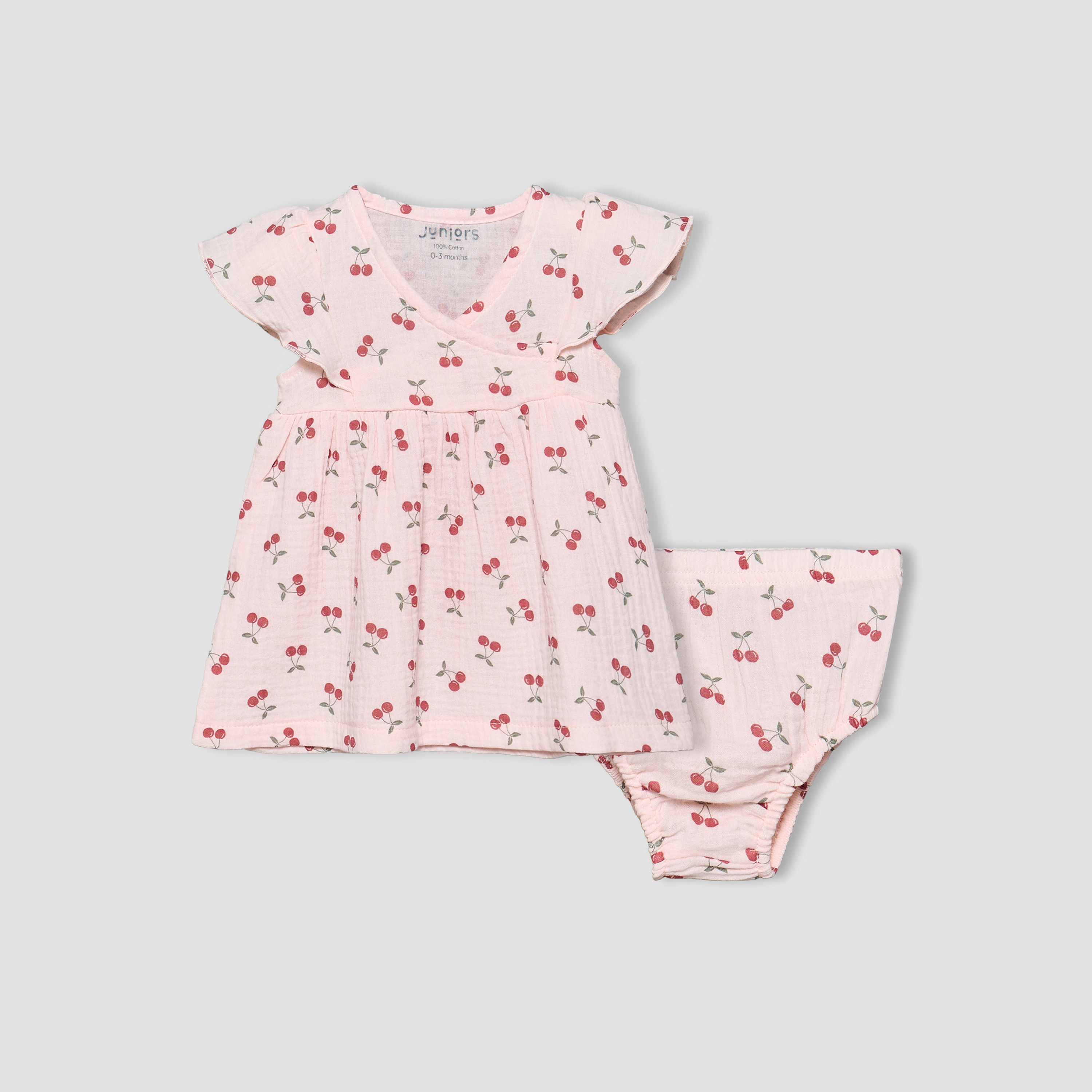 Juniors V-neck Short Sleeves A-line Dress with Bloomers-baby-girls-clothing-dressesandjumpsuits-image-2