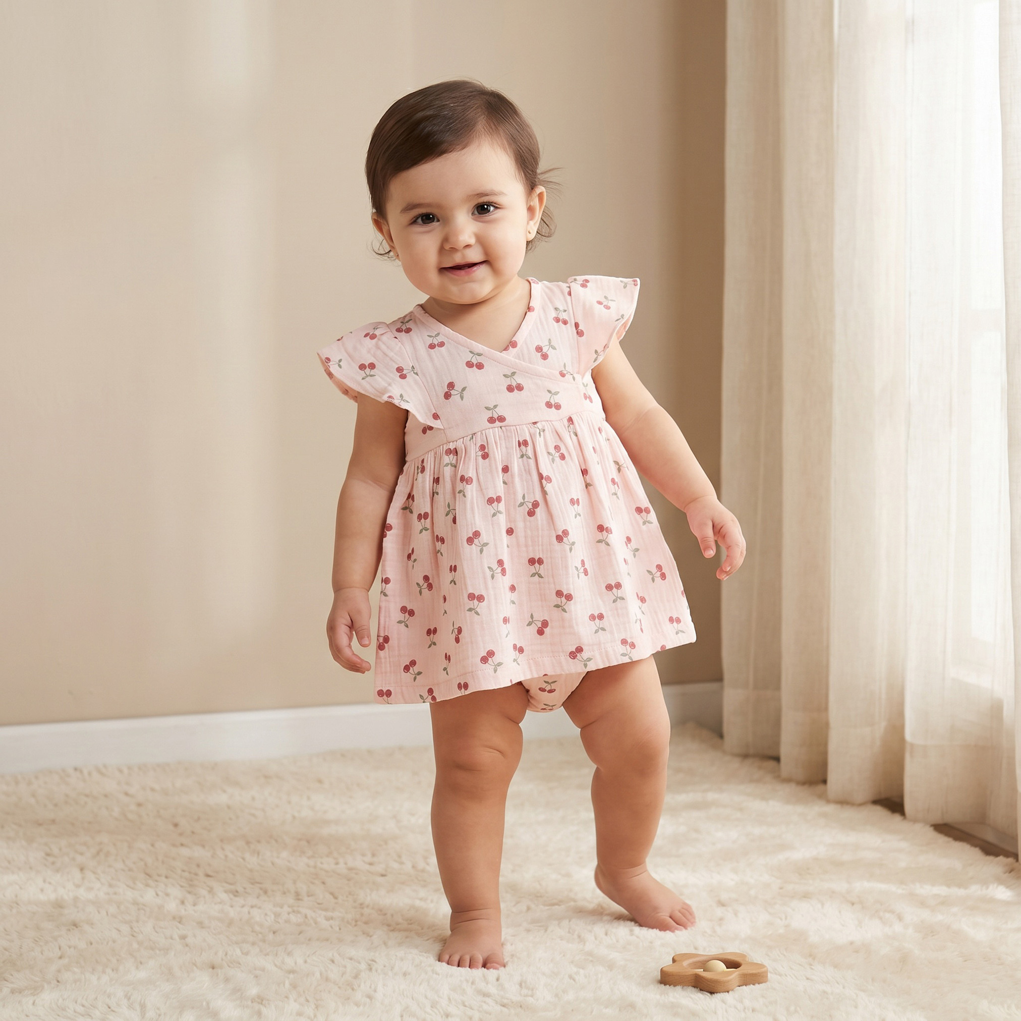 Juniors V-neck Short Sleeves A-line Dress with Bloomers-baby-girls-clothing-dressesandjumpsuits-image-1