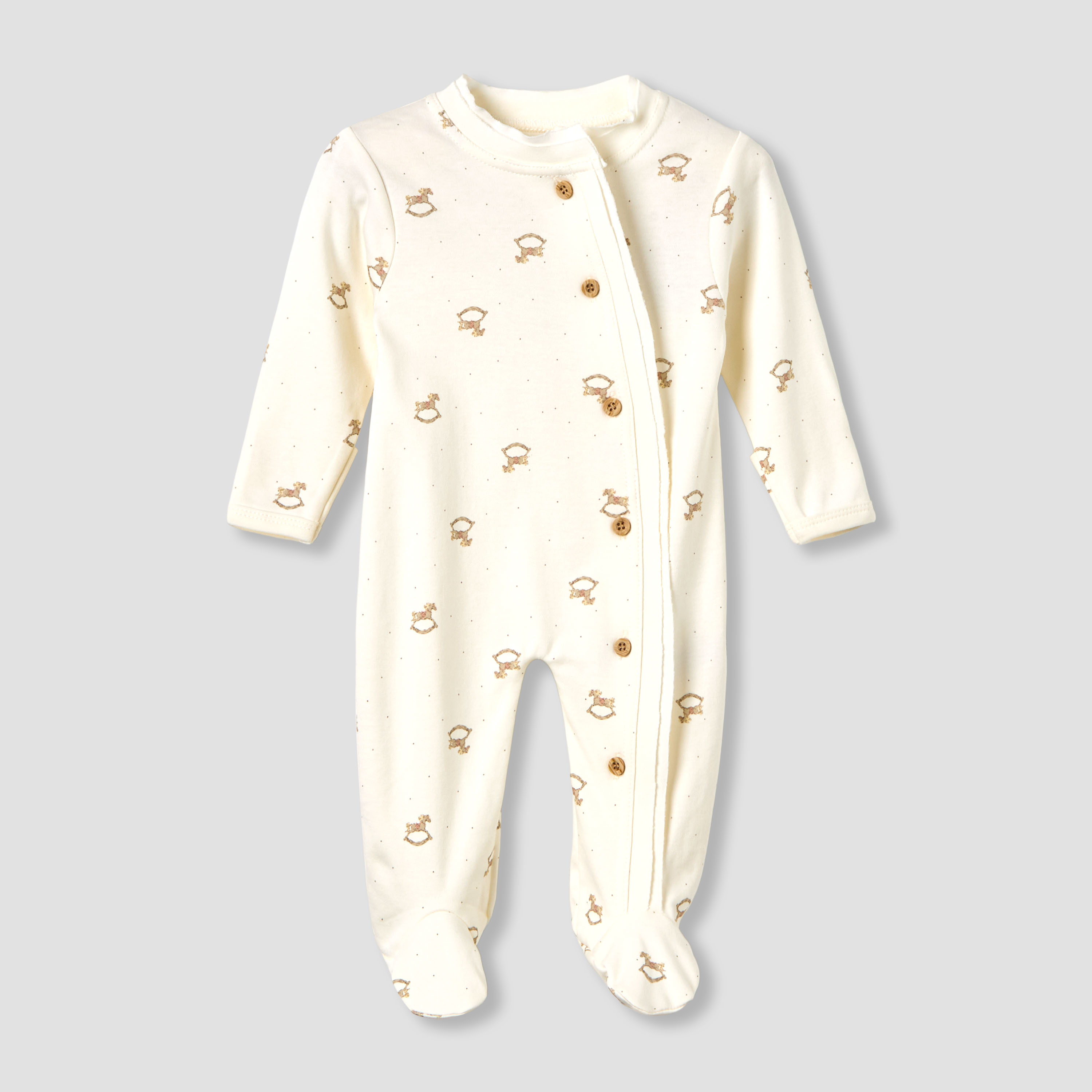 بدلة نوم قطنية بياقة مستديرة وأكمام طويلة بطبعات حصان هزاز من جيجلز-baby-boys-clothing-nightwear-sleepsuits-image-1