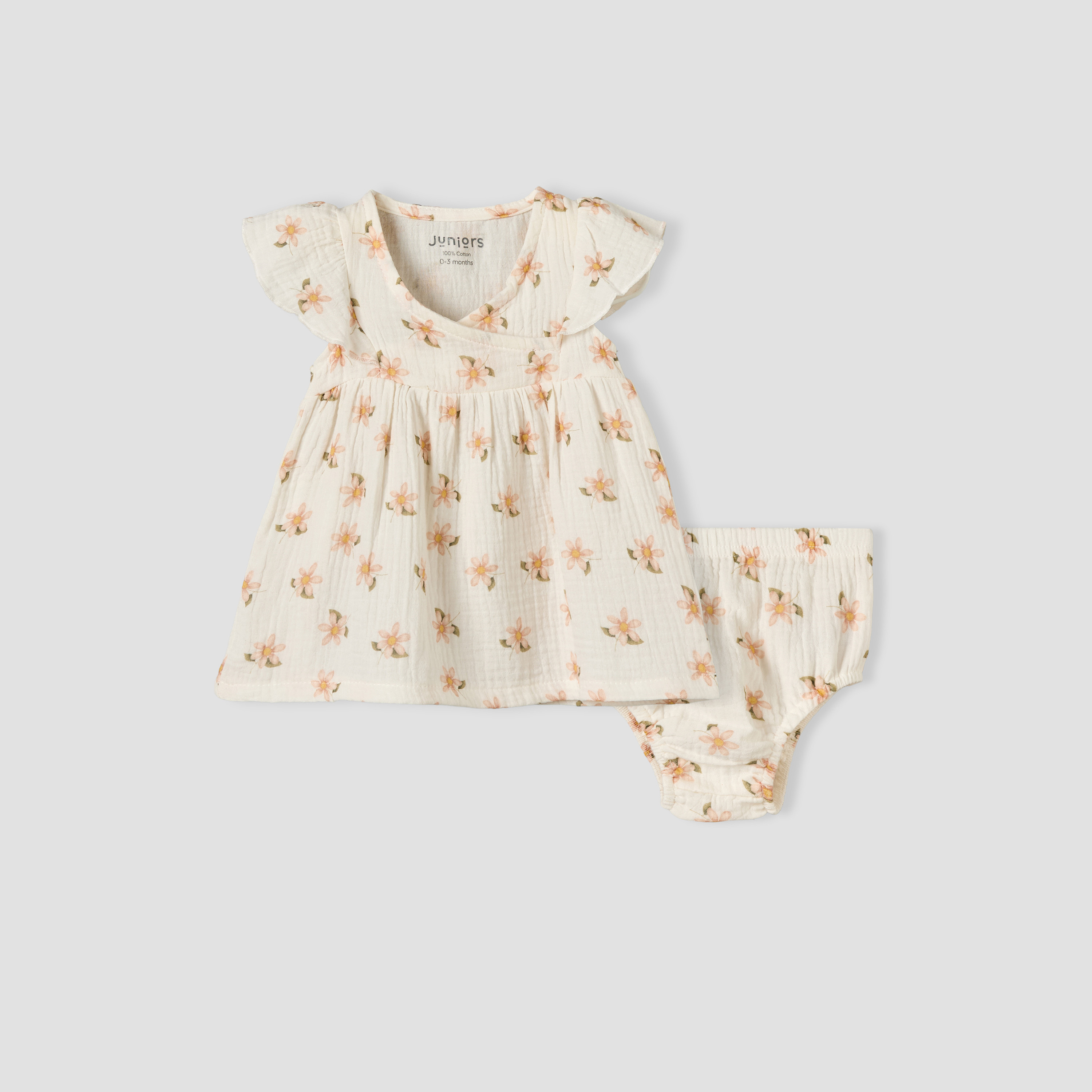 فستان إيه لاين بياقة حرف V وأكمام قصيرة مع سروال داخلي من جونيورز-baby-girls-clothing-dressesandjumpsuits-image-1