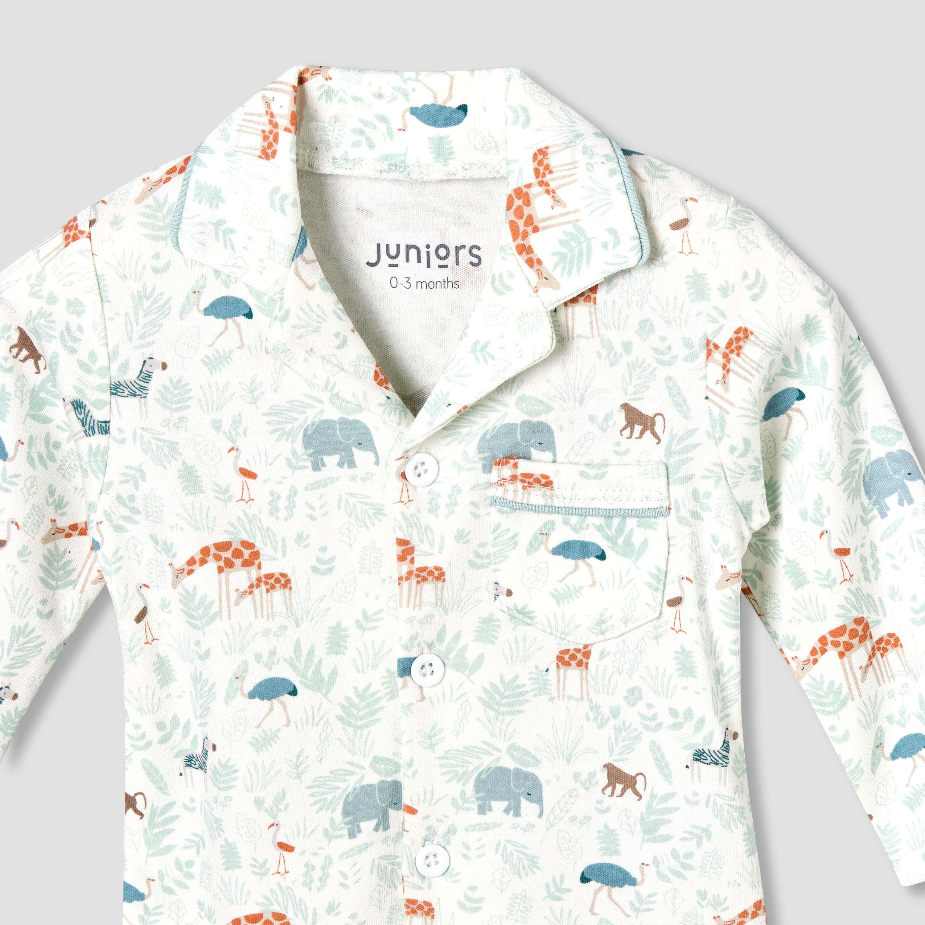 Juniors Cotton Collared Long Sleeve Pyjama Set with Animal Print-baby-boys-clothing-nightwear-pyjamasets-image-7