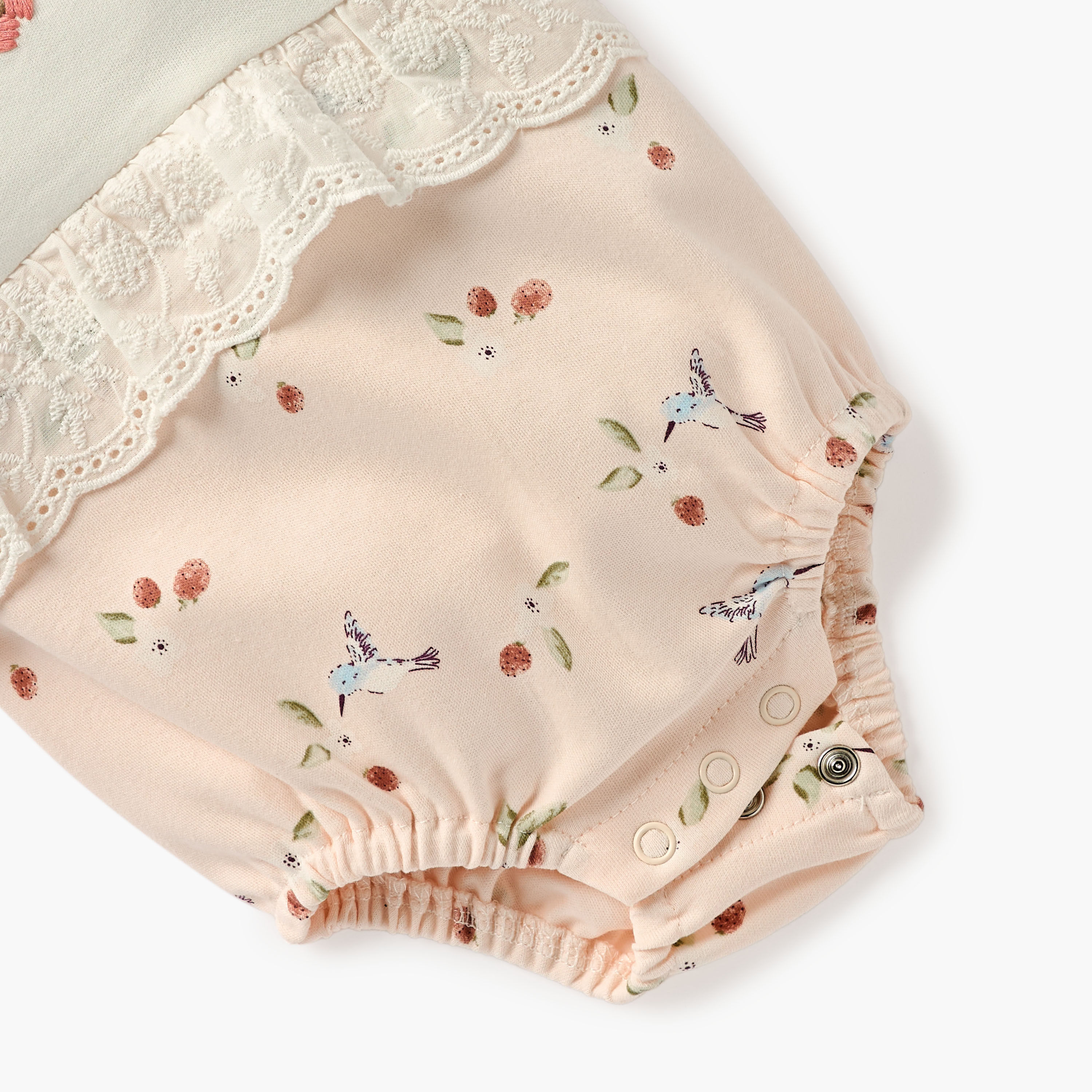 Juniors Embroidered Romper with Puff Sleeves and Lace Detail-baby-girls-clothing-rompers-image-4