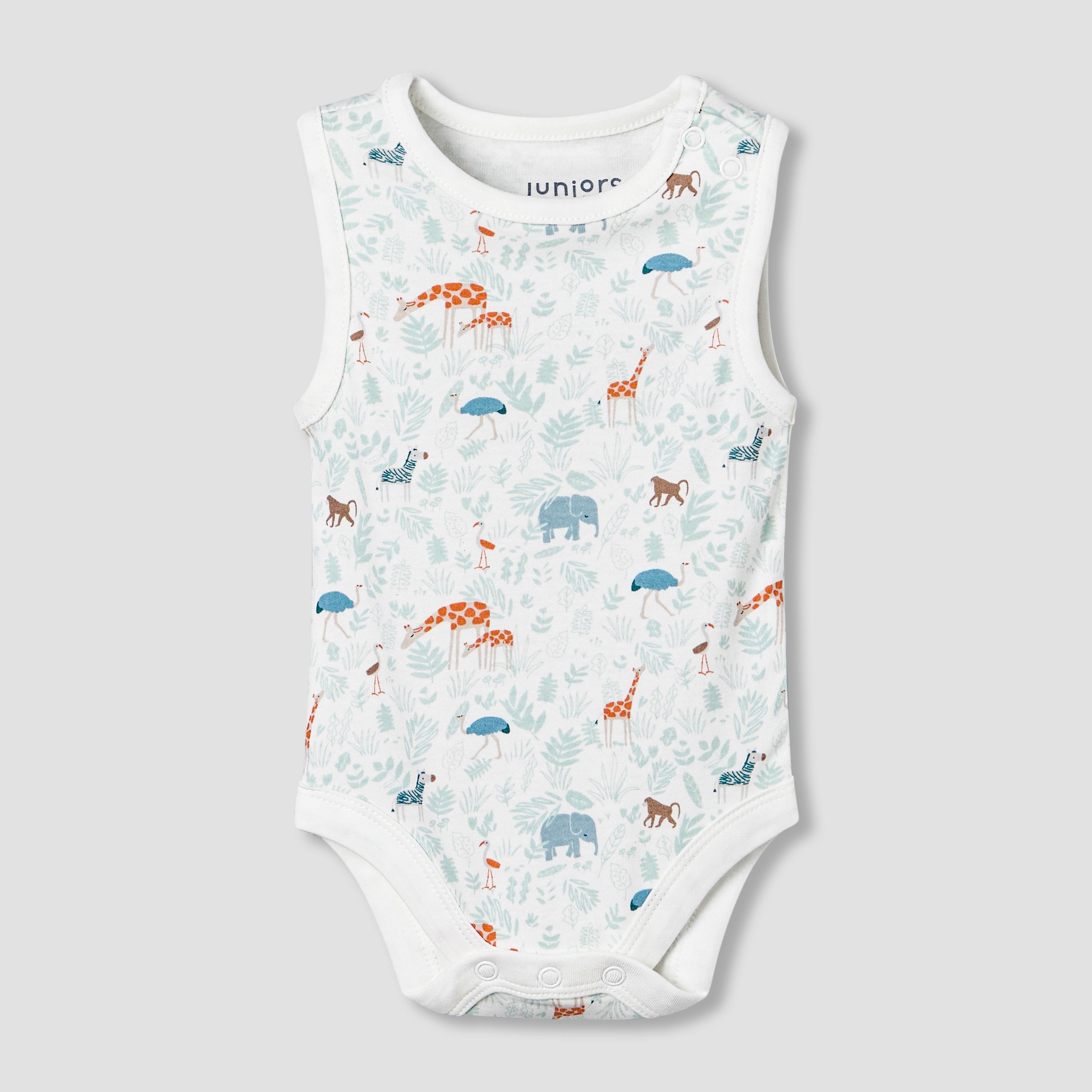 Juniors Round Neck Sleeveless Bodysuit with Safari Print-baby-boys-clothing-bodysuits-image-2