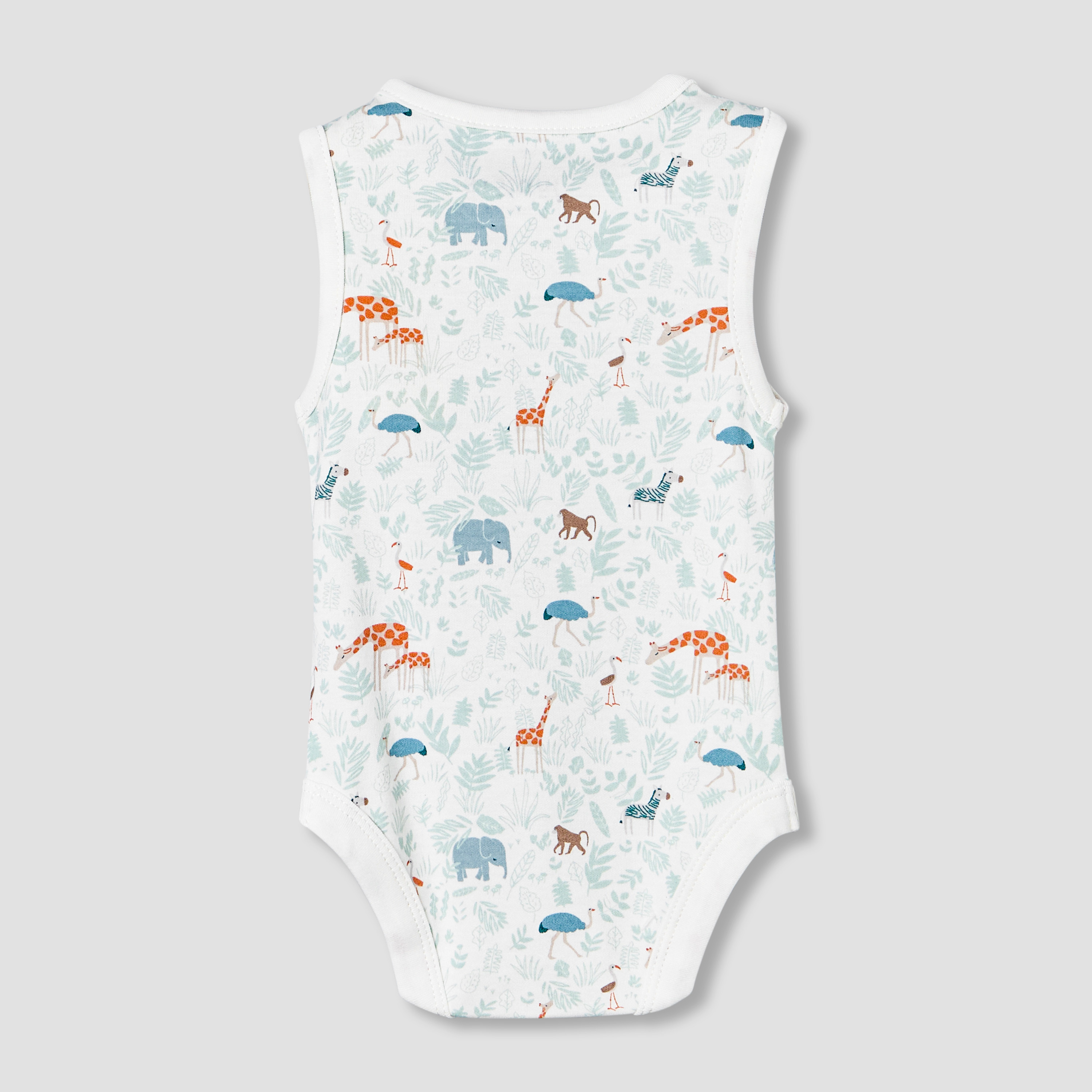 Juniors Round Neck Sleeveless Bodysuit with Safari Print-baby-boys-clothing-bodysuits-image-3