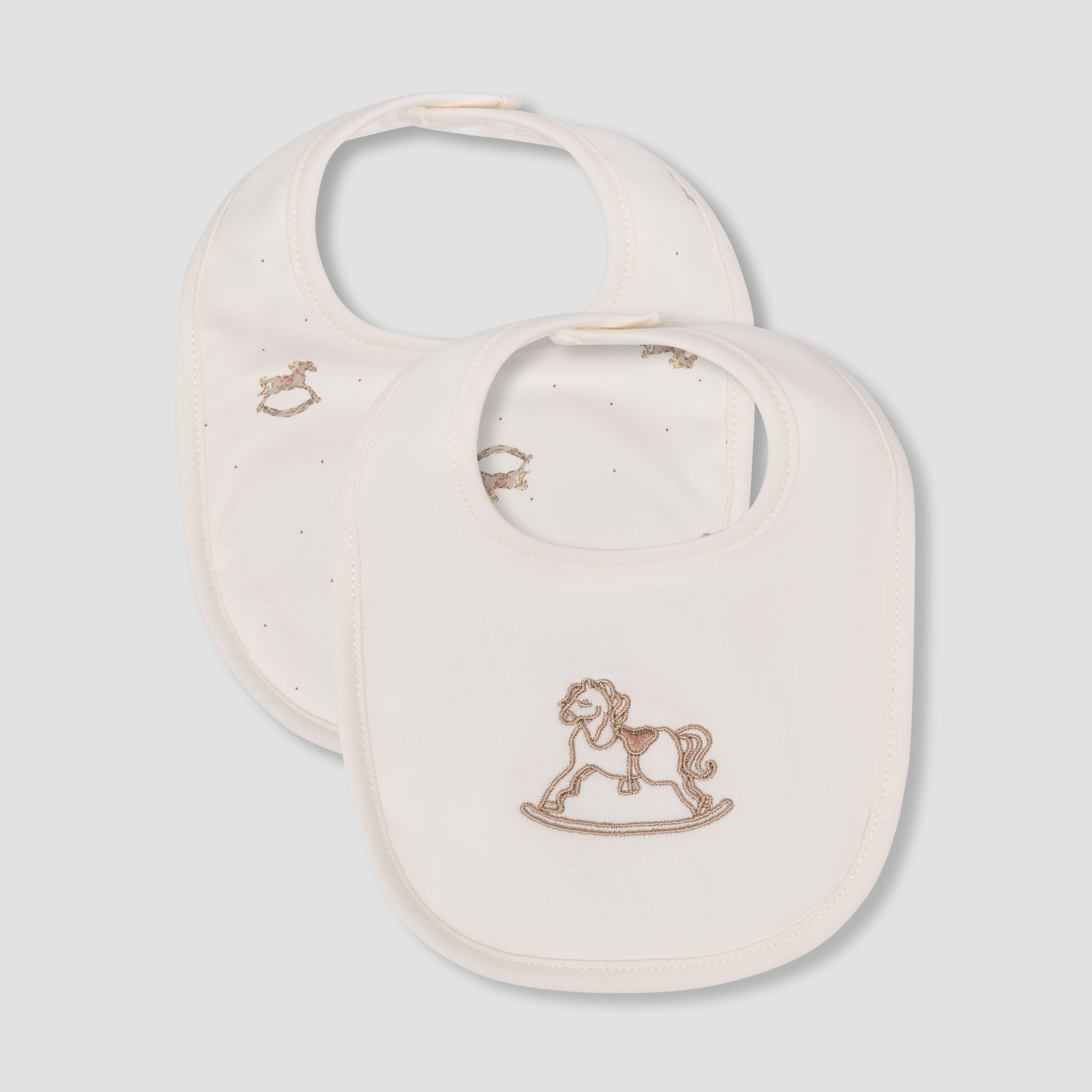 Pack of 2 Giggles Baby Bib with Rocking Horse Embroidery-baby-feeding-bibs-image-1