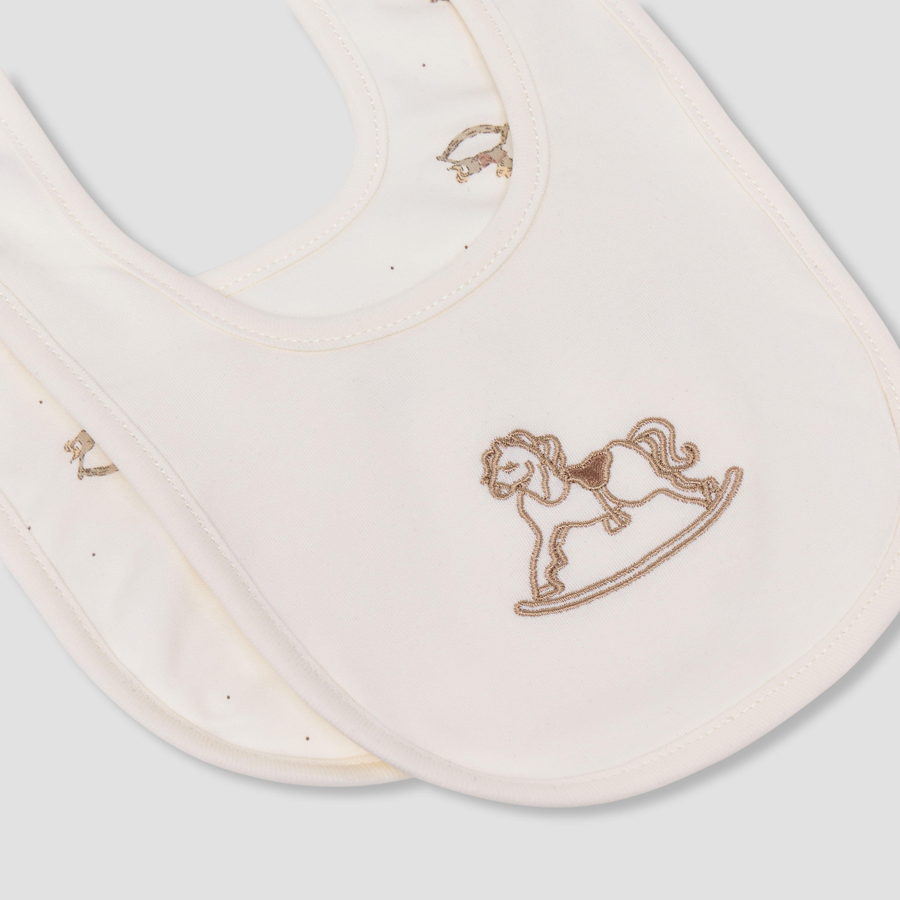 Pack of 2 Giggles Baby Bib with Rocking Horse Embroidery-baby-feeding-bibs-image-5