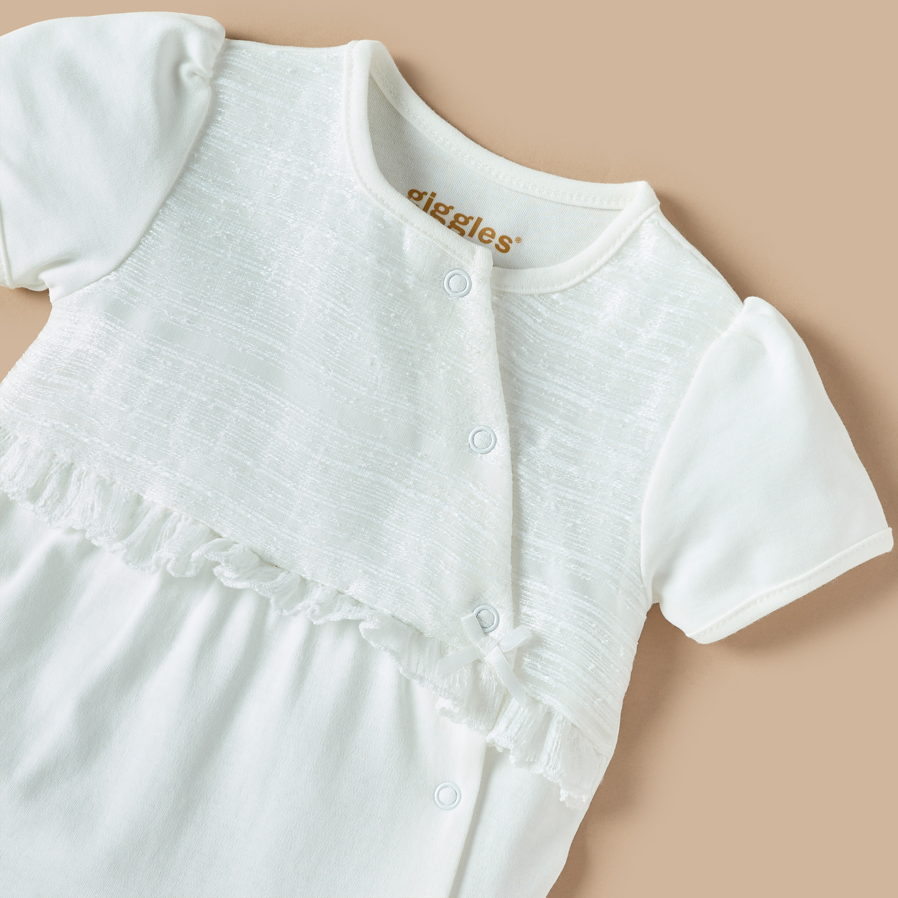 Giggles Textured Romper with Snap Button Closure-baby-girls-clothing-rompers-image-2