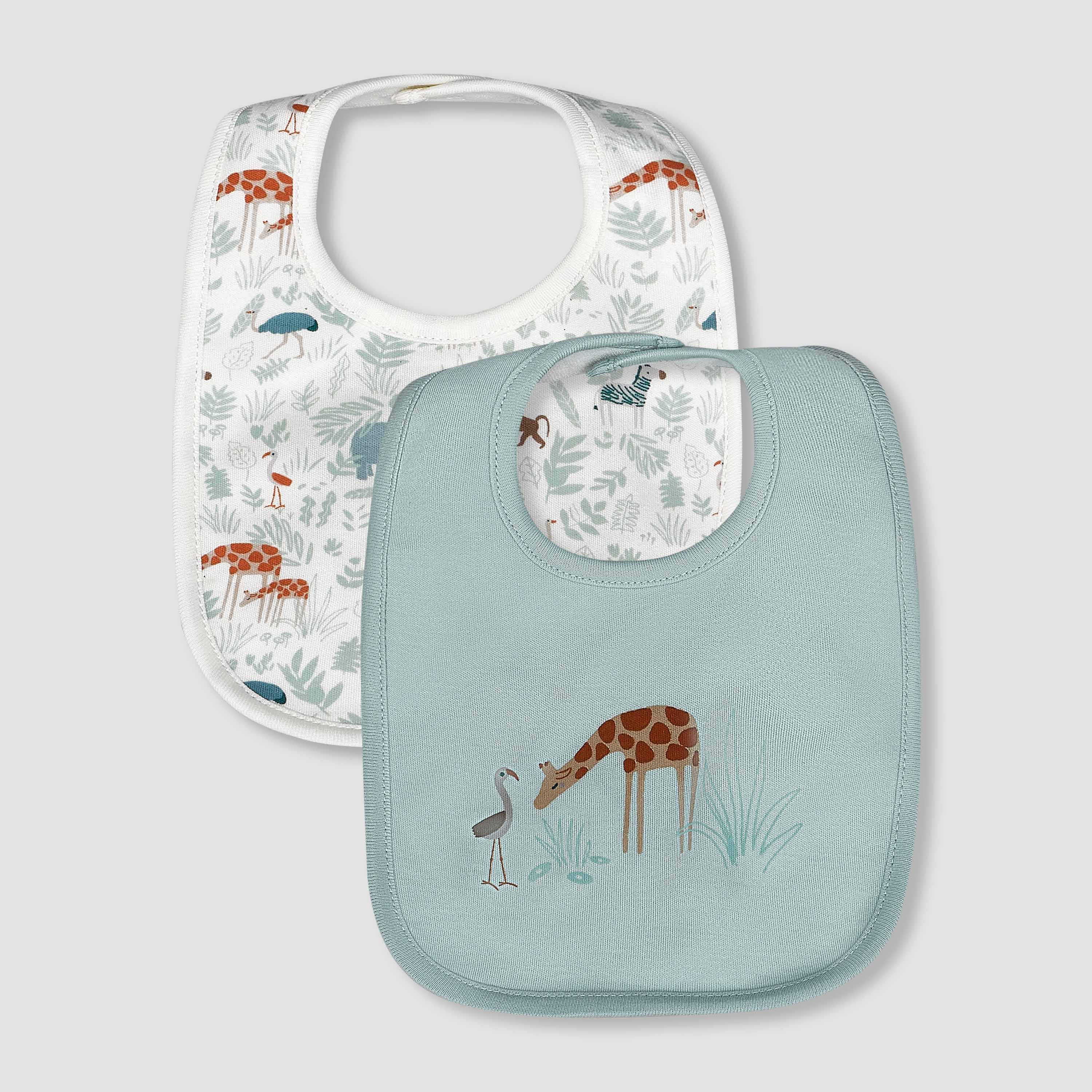 Pack of 2 Juniors Baby Bib with Safari Print-baby-feeding-bibs-image-1